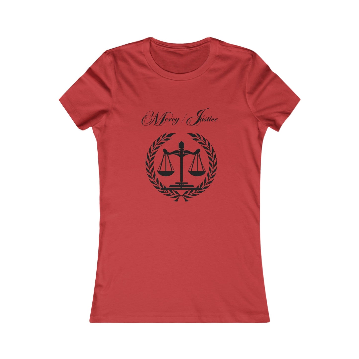 All Black Lettering Mercy/Justice Women's Favorite Tee - criminaljusticereformationalliancestore.com