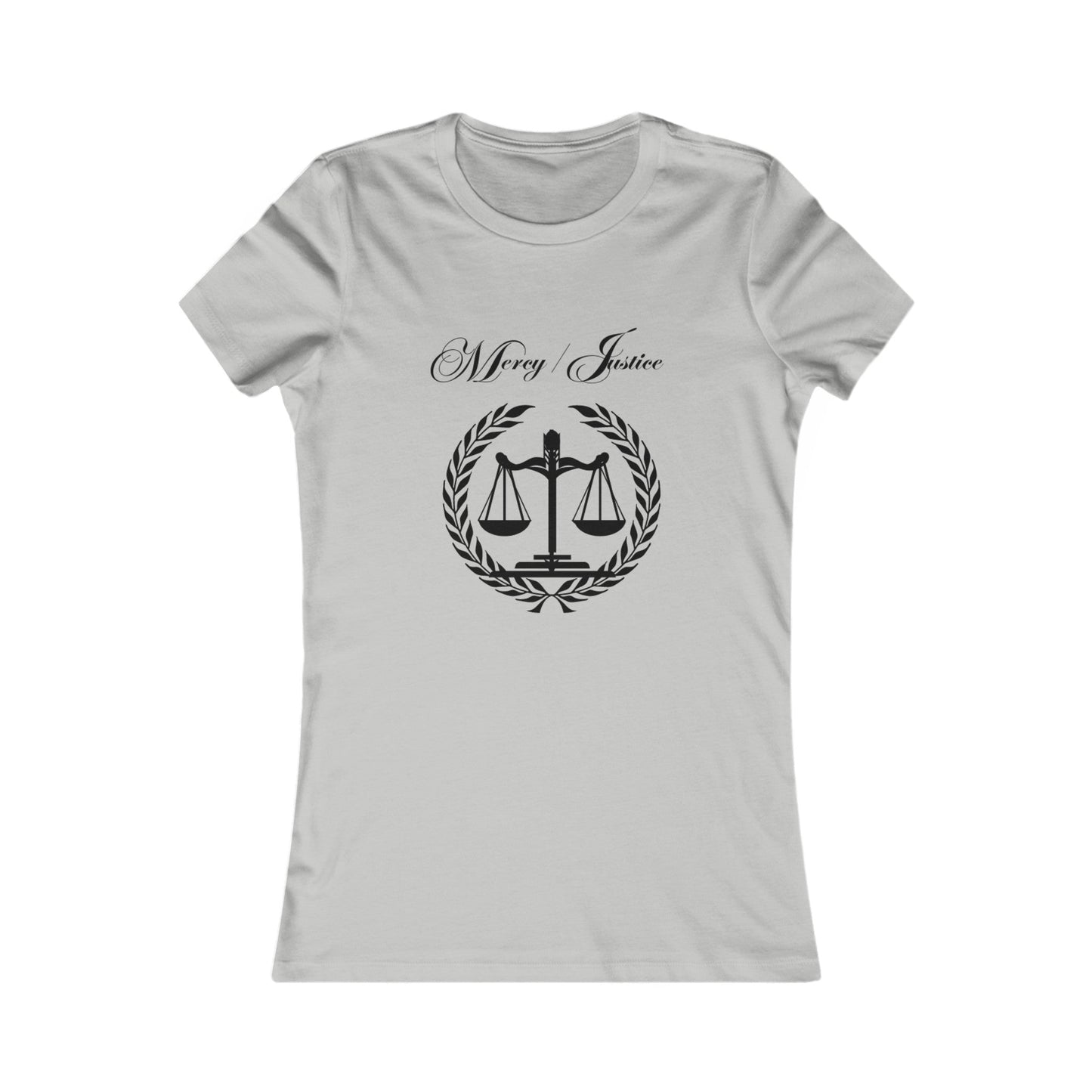 All Black Lettering Mercy/Justice Women's Favorite Tee - criminaljusticereformationalliancestore.com