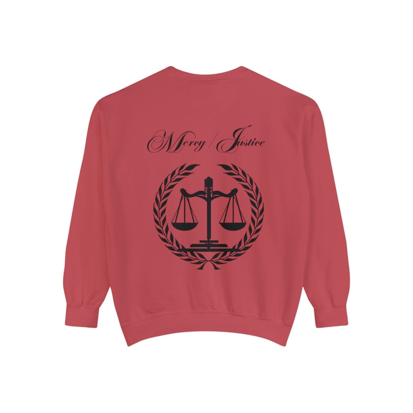 All Black Mercy/Justice Unisex Garment - Dyed Sweatshirt - criminaljusticereformationalliancestore.com