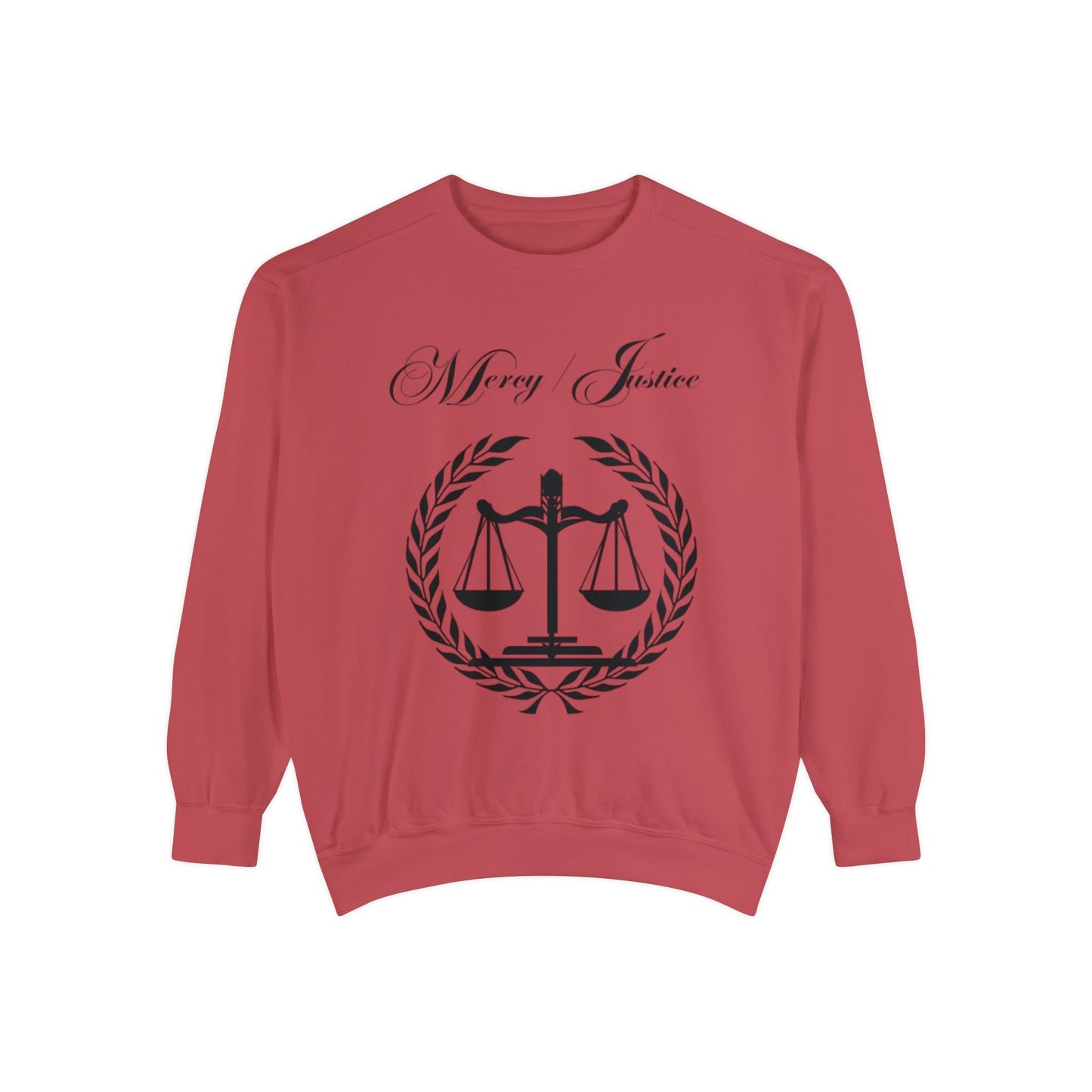 All Black Mercy/Justice Unisex Garment - Dyed Sweatshirt - criminaljusticereformationalliancestore.com