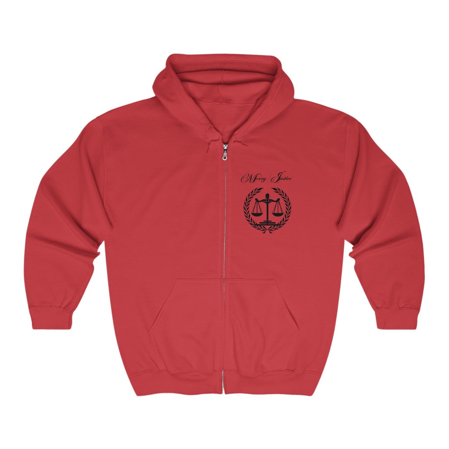 All Black Mercy/Justice Unisex Heavy Blend™ Full Zip Hooded Sweatshirt - criminaljusticereformationalliancestore.com