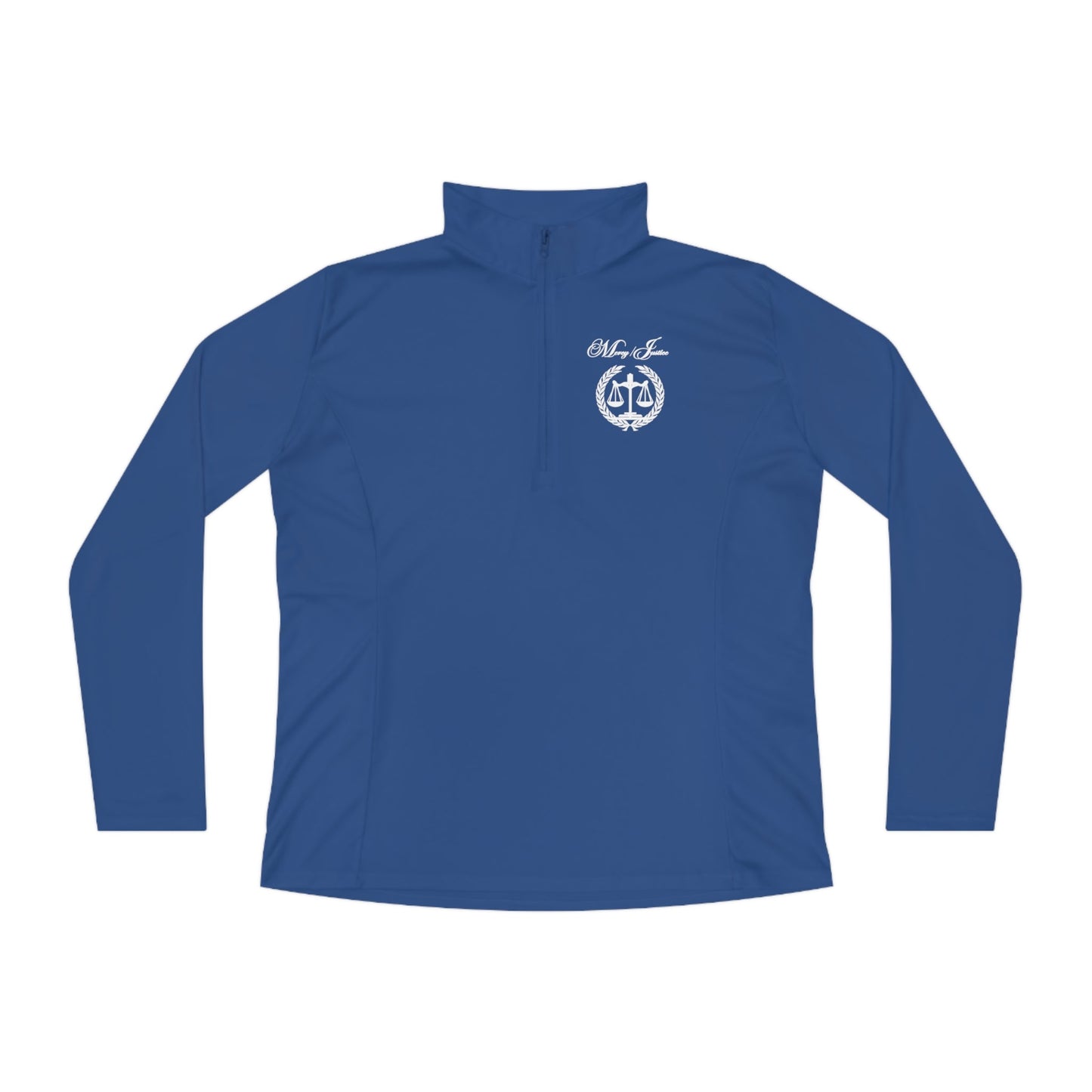 All White Mercy/Justice Ladies Quarter - Zip Pullover - criminaljusticereformationalliancestore.com