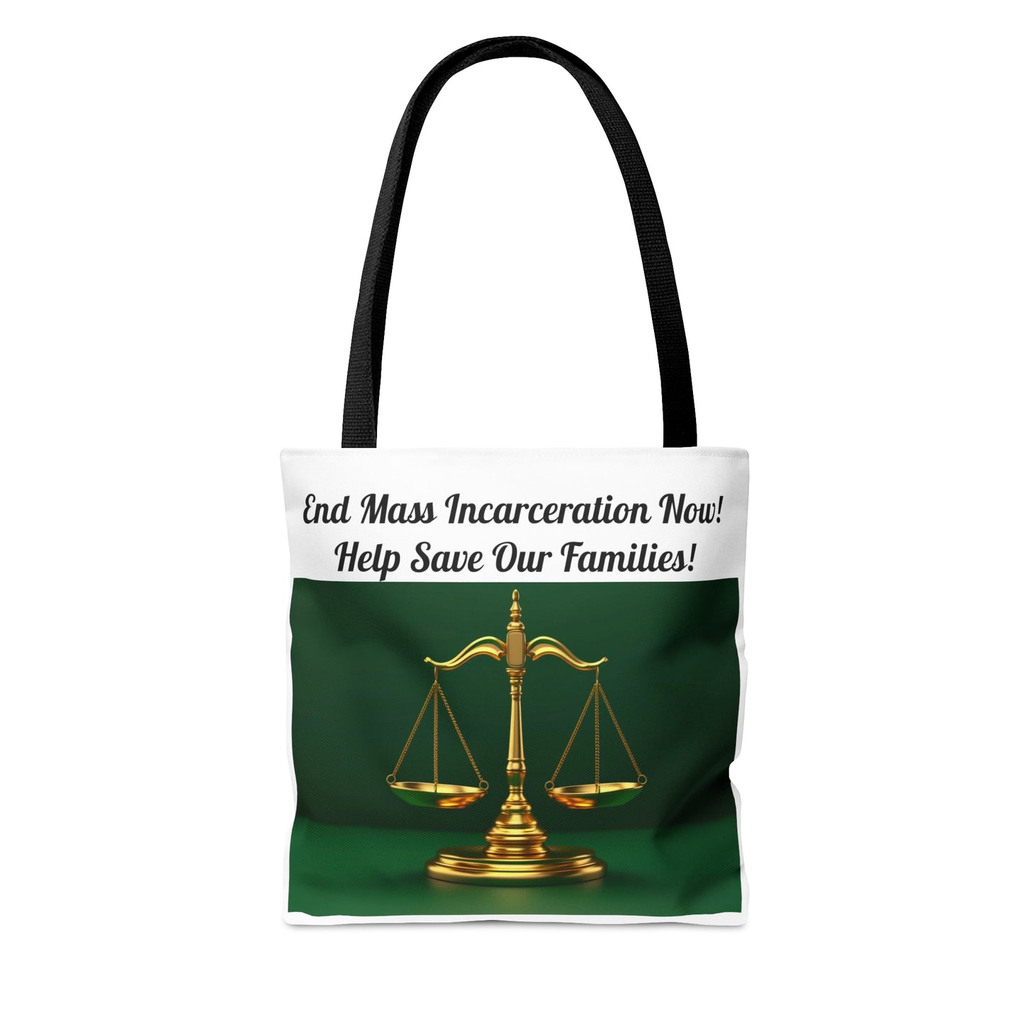 End Mass Incarceration Bring Mom & Dad Home Justice AOP Tote Bag - criminaljusticereformationalliancestore.com