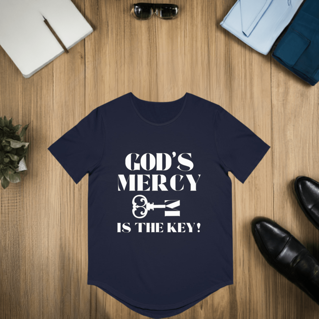 GOD'S MERCY Men's Jersey Curved Hem Tee - criminaljusticereformationalliancestore.com
