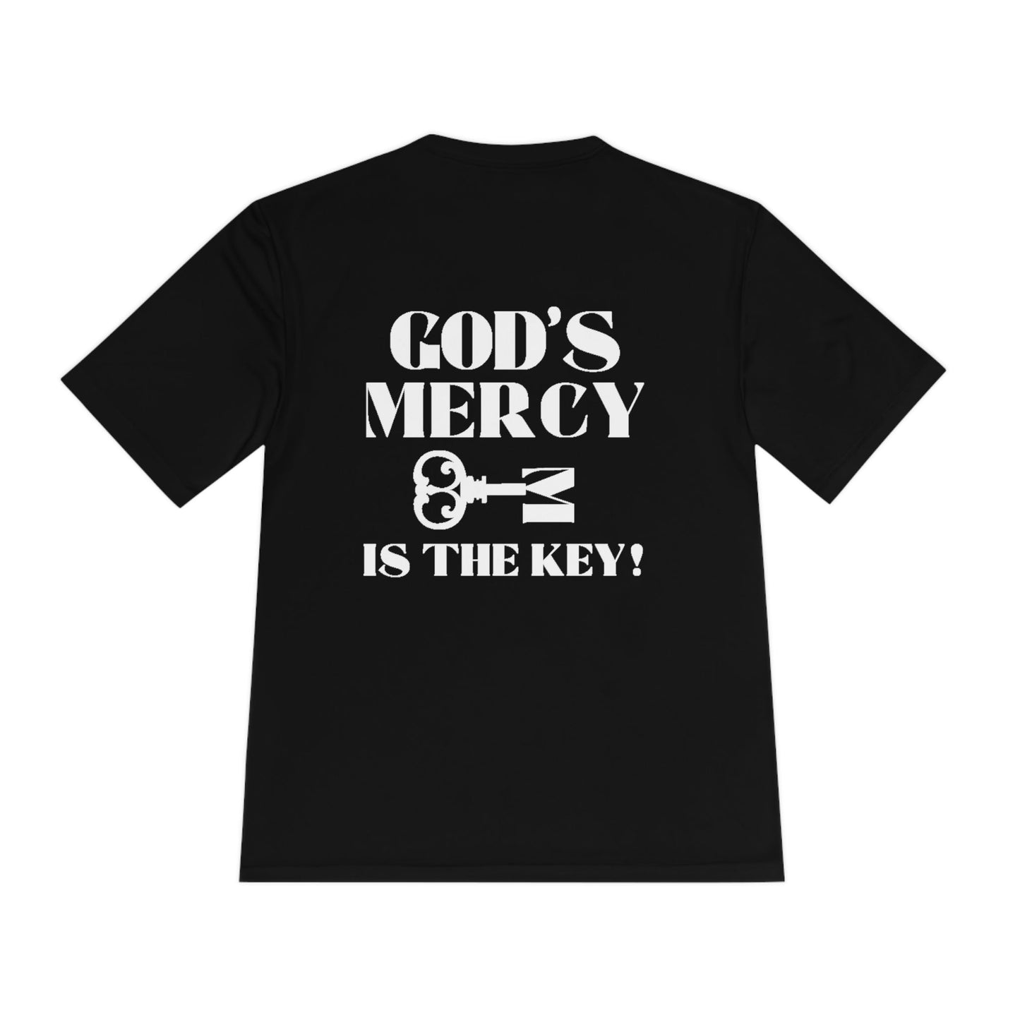 GOD'S MERCY White Lettering Unisex Moisture Wicking Tee - criminaljusticereformationalliancestore.com