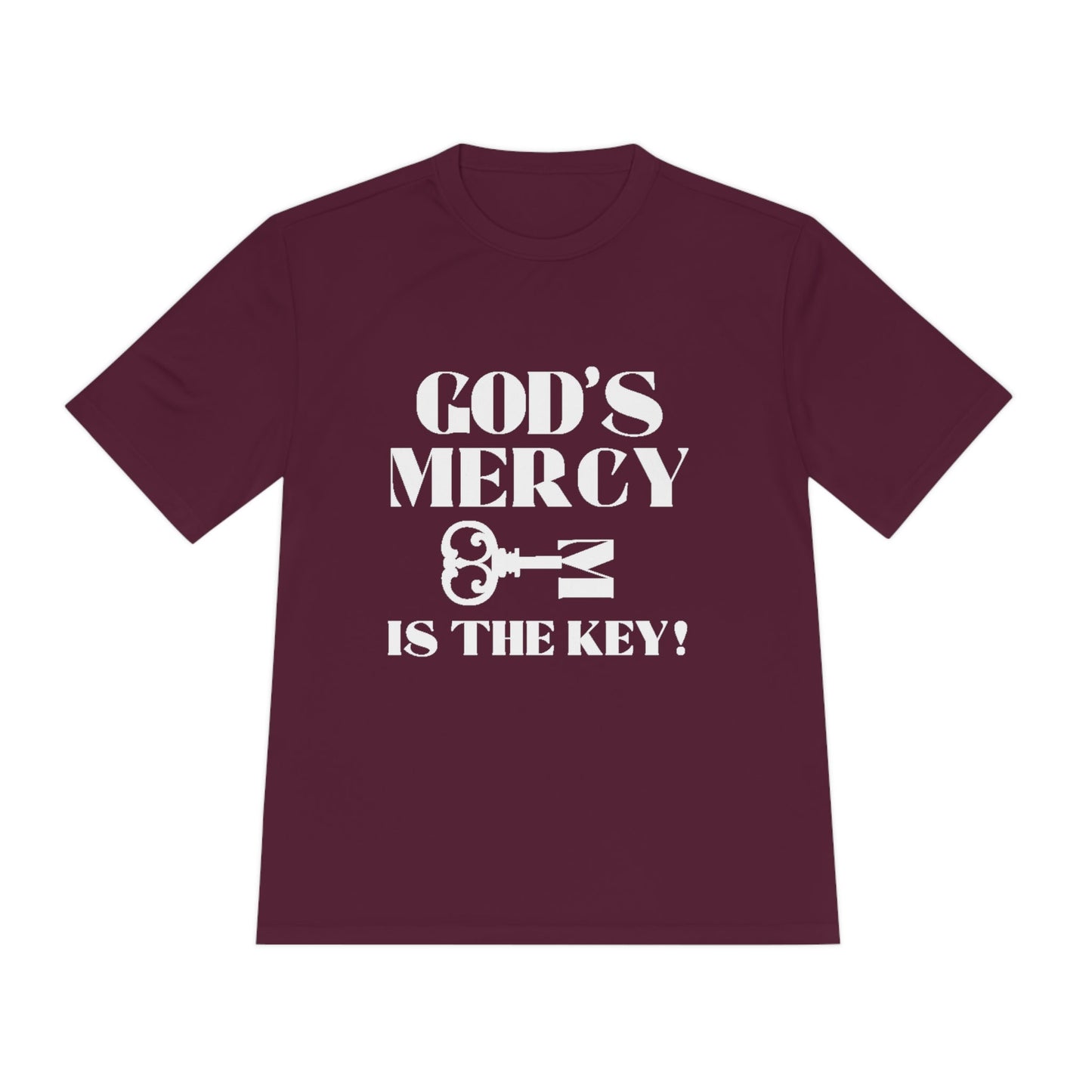 GOD'S MERCY White Lettering Unisex Moisture Wicking Tee - criminaljusticereformationalliancestore.com
