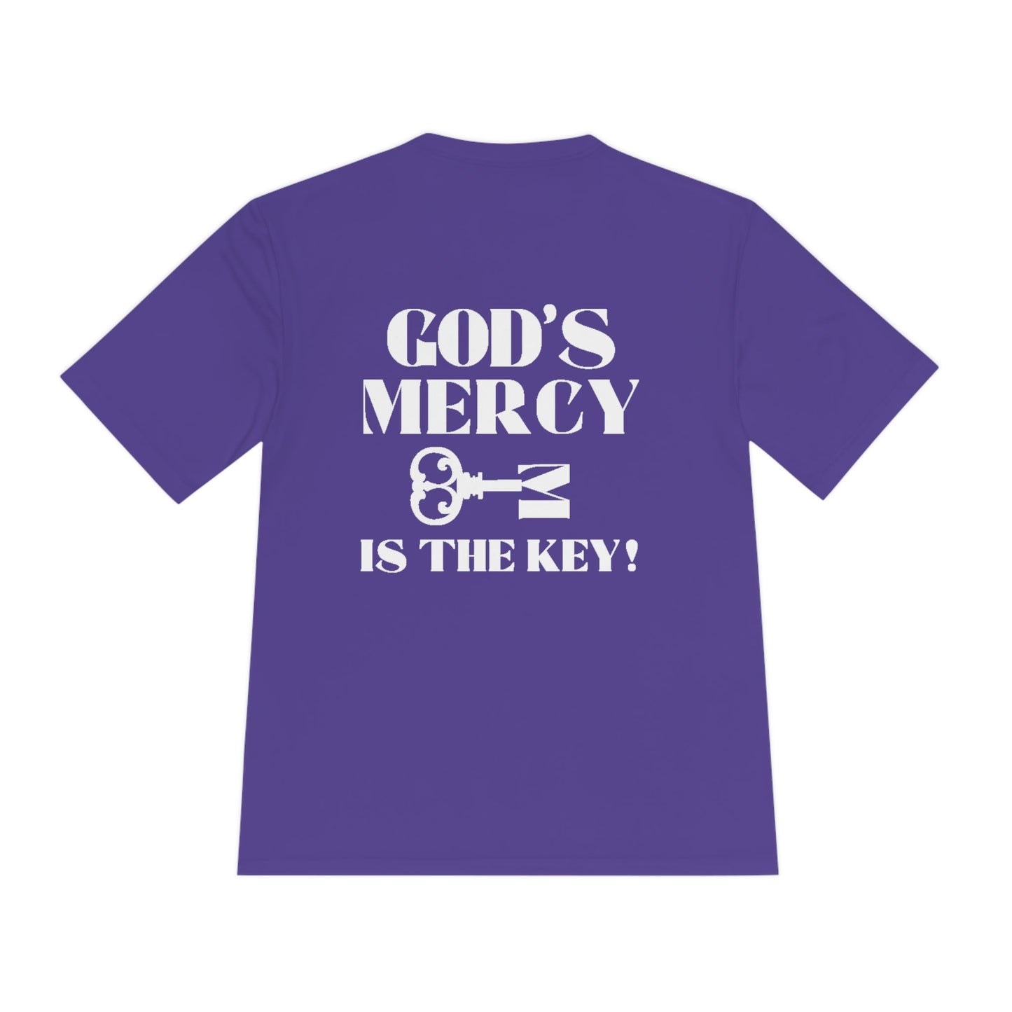 GOD'S MERCY White Lettering Unisex Moisture Wicking Tee - criminaljusticereformationalliancestore.com