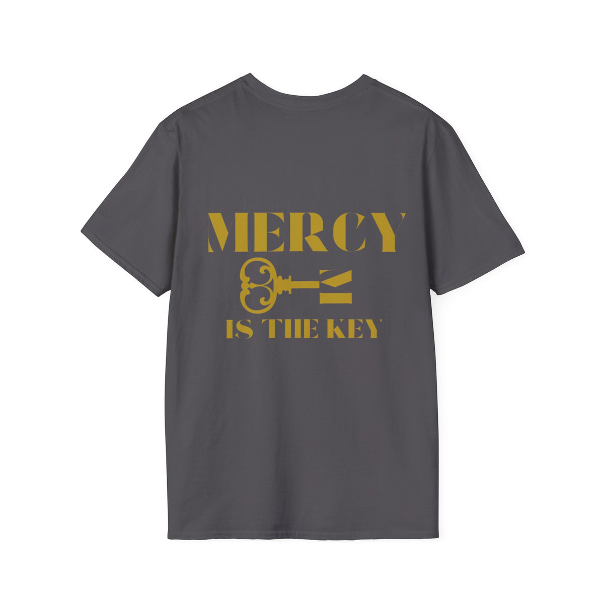 Gold Lettering Mercy Is The Key Unisex Softstyle T-Shirt