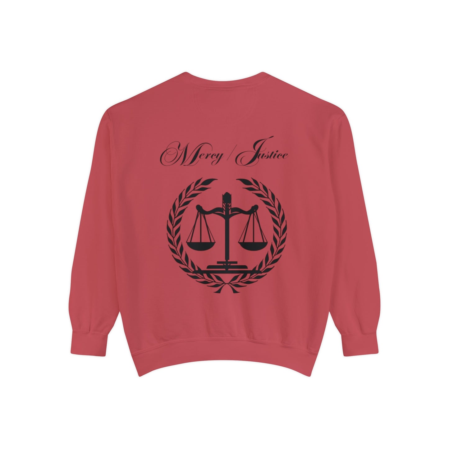 All Black Mercy/Justice Unisex Garment-Dyed Sweatshirt