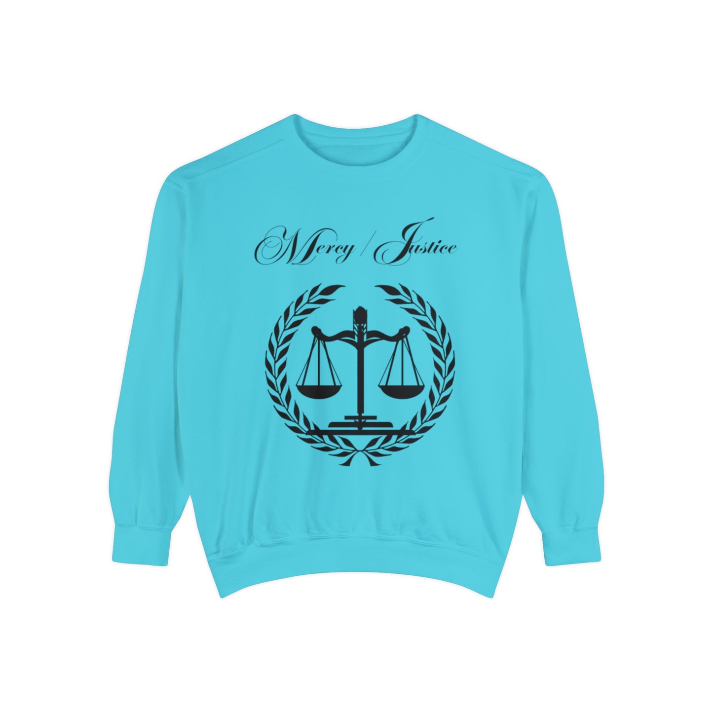 All Black Mercy/Justice Unisex Garment-Dyed Sweatshirt