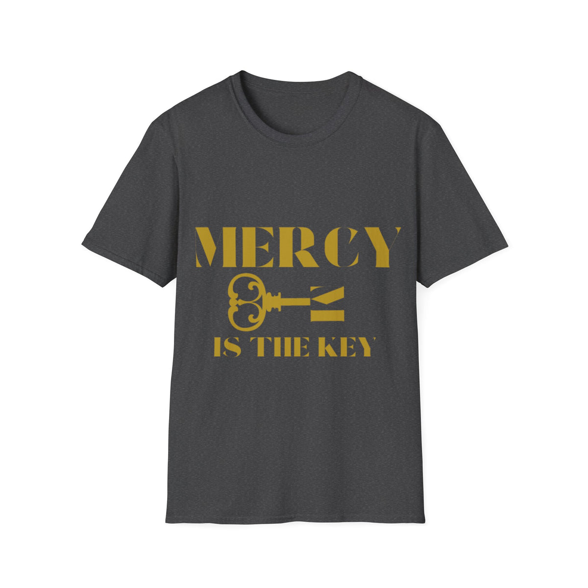 Gold Lettering Mercy Is The Key Unisex Softstyle T-Shirt