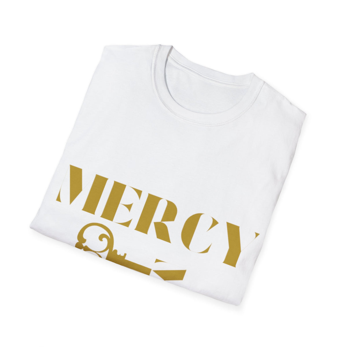 Gold Lettering Mercy Is The Key Unisex Softstyle T-Shirt