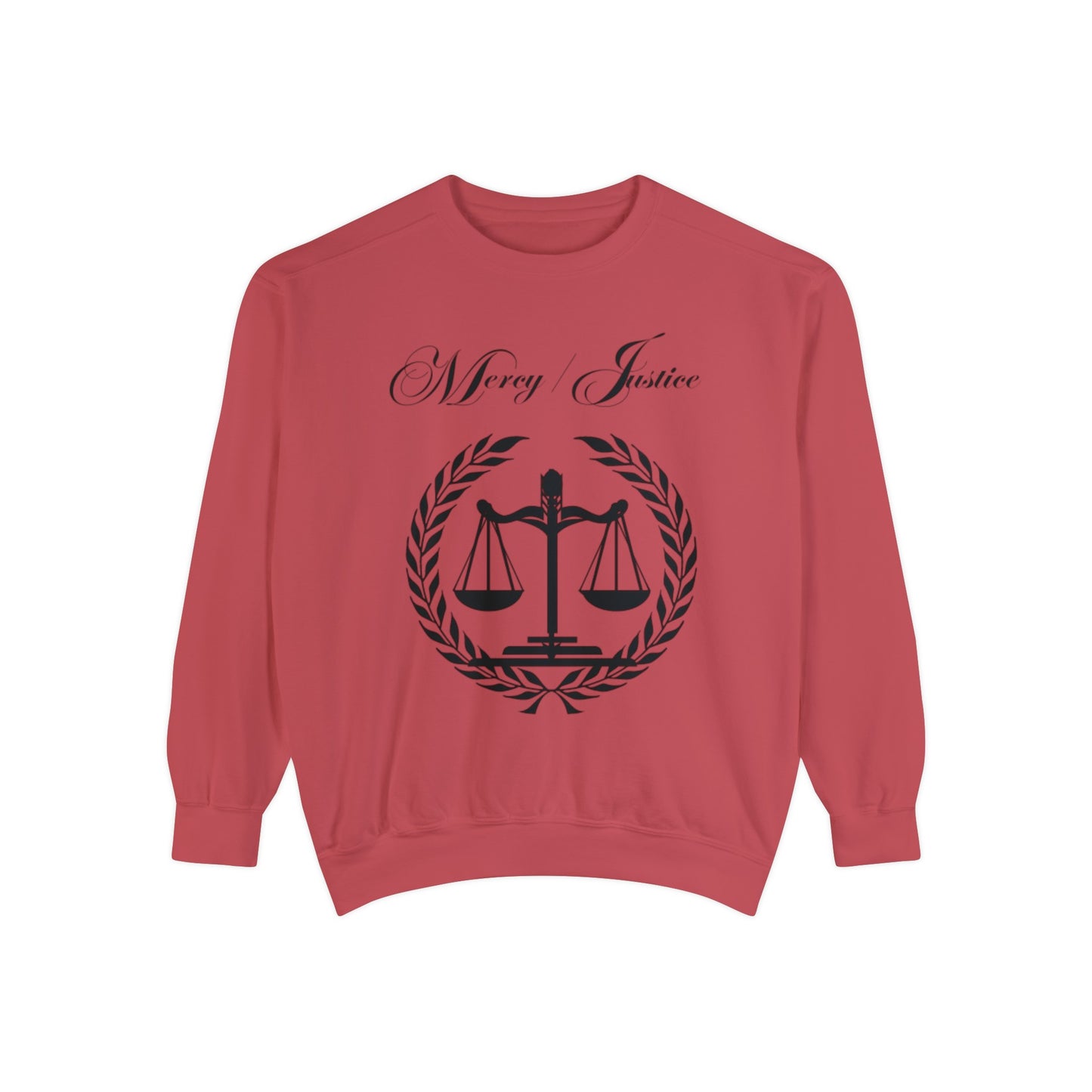 All Black Mercy/Justice Unisex Garment-Dyed Sweatshirt