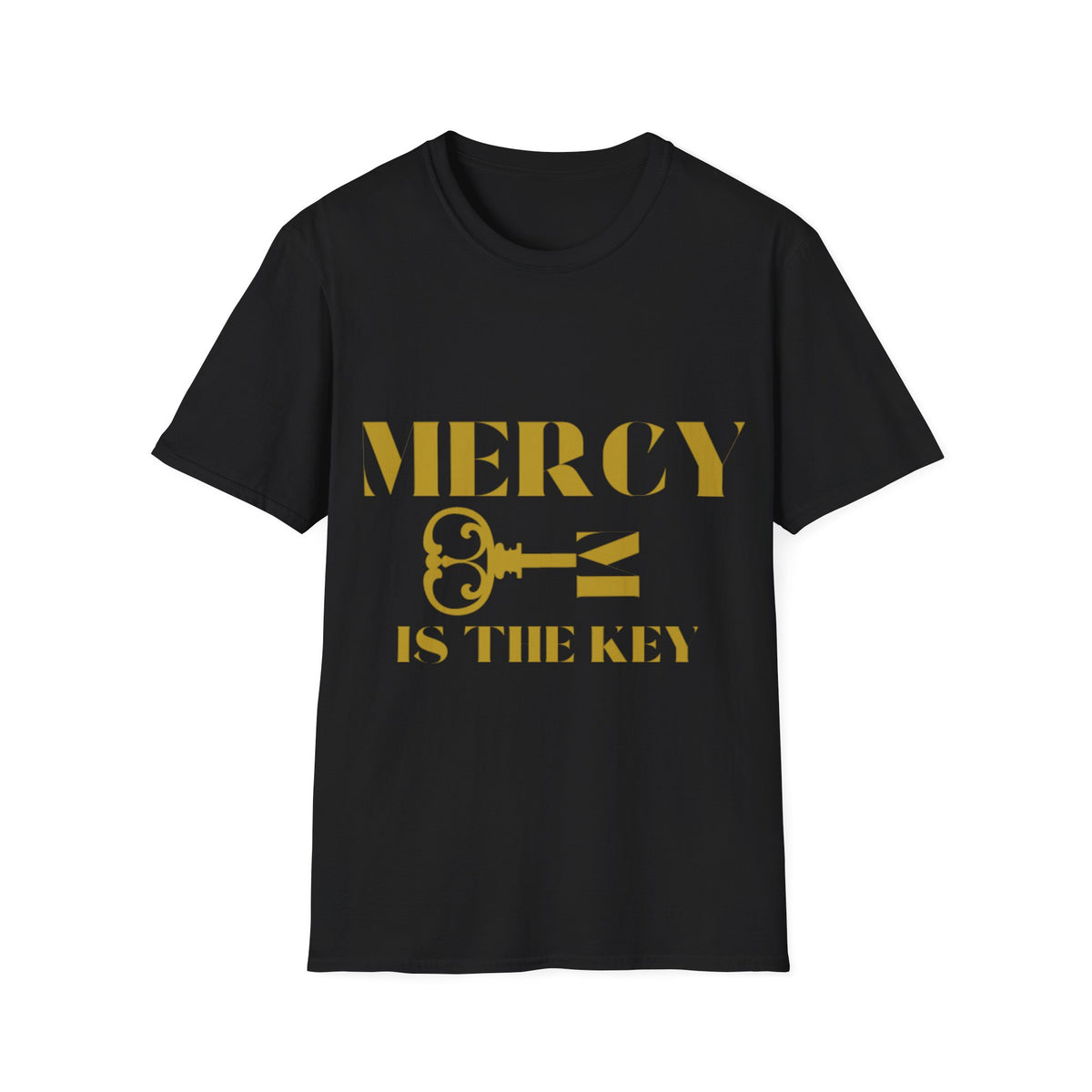 Gold Lettering Mercy Is The Key Unisex Softstyle T-Shirt