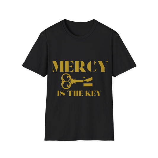 Gold Lettering Mercy Is The Key Unisex Softstyle T-Shirt
