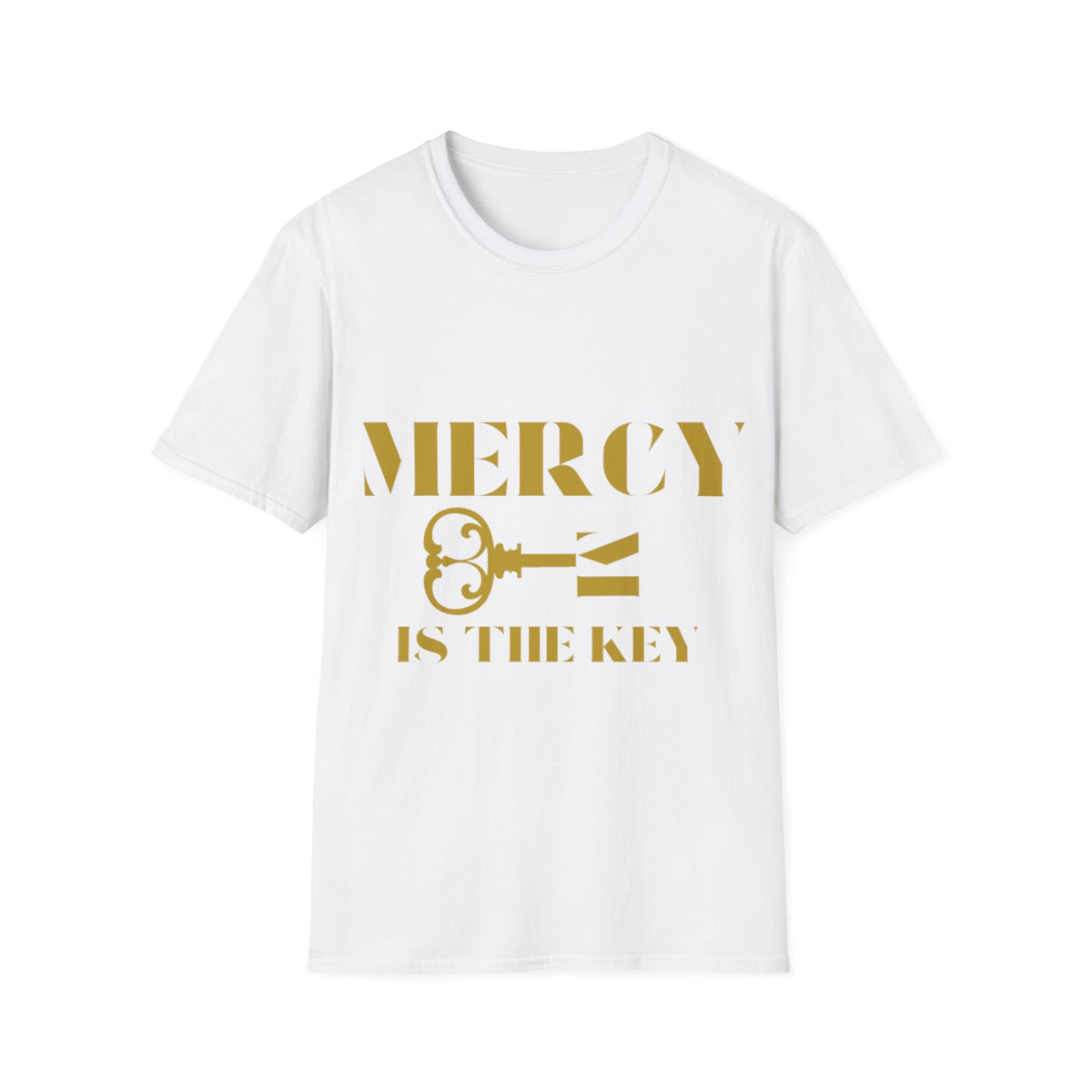 Gold Lettering Mercy Is The Key Unisex Softstyle T-Shirt