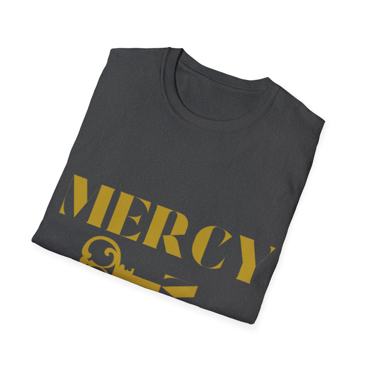 Gold Lettering Mercy Is The Key Unisex Softstyle T-Shirt