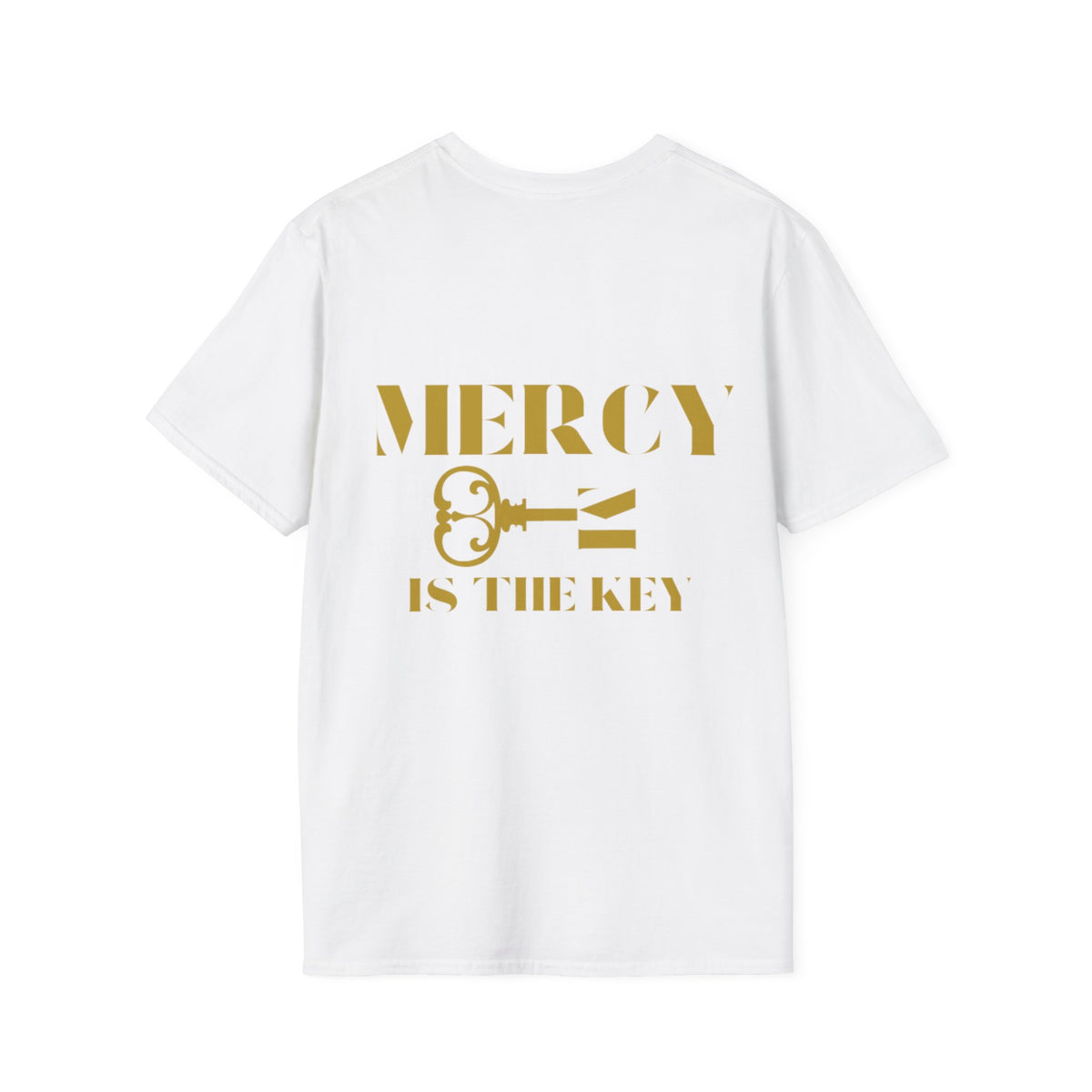Gold Lettering Mercy Is The Key Unisex Softstyle T-Shirt
