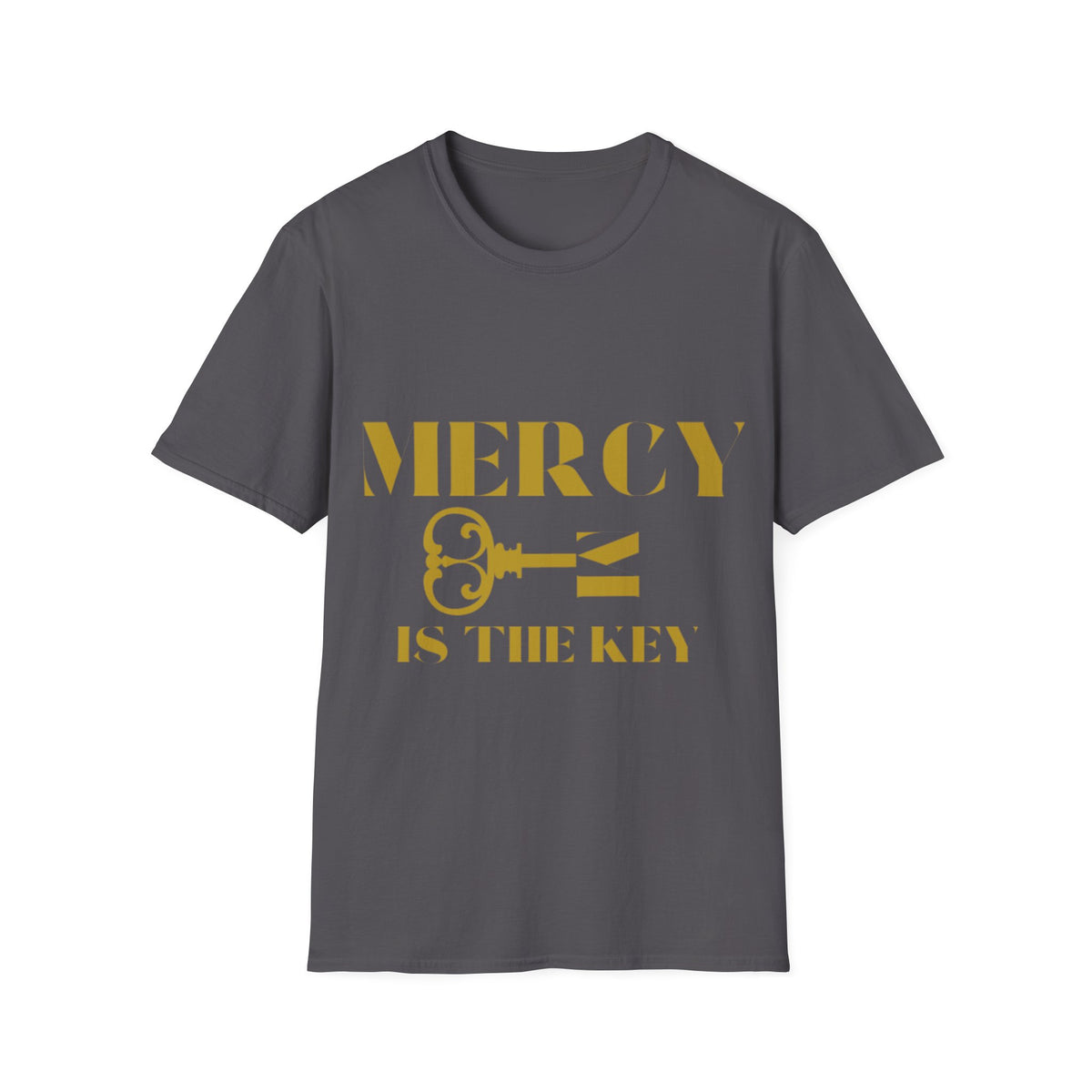 Gold Lettering Mercy Is The Key Unisex Softstyle T-Shirt