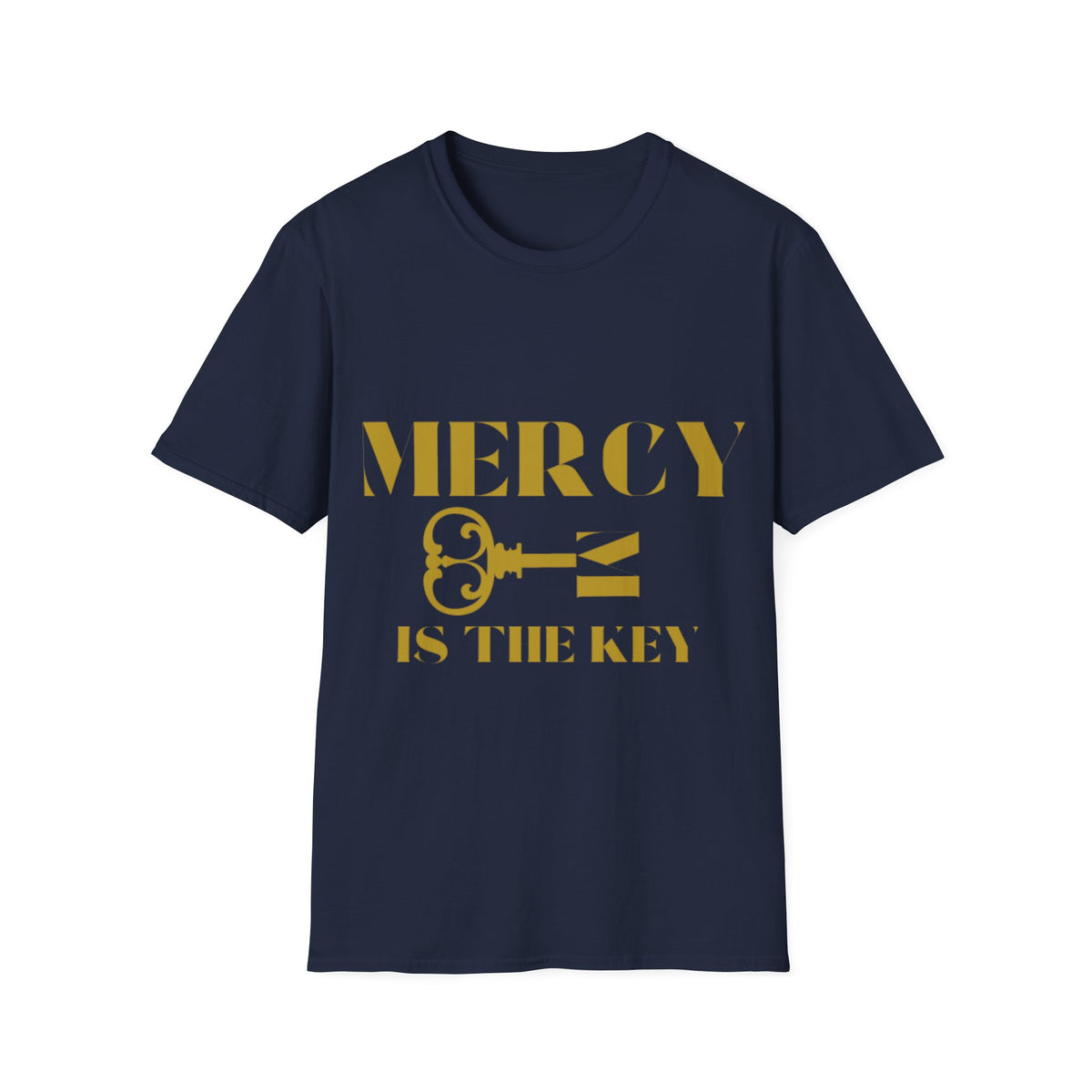 Gold Lettering Mercy Is The Key Unisex Softstyle T-Shirt
