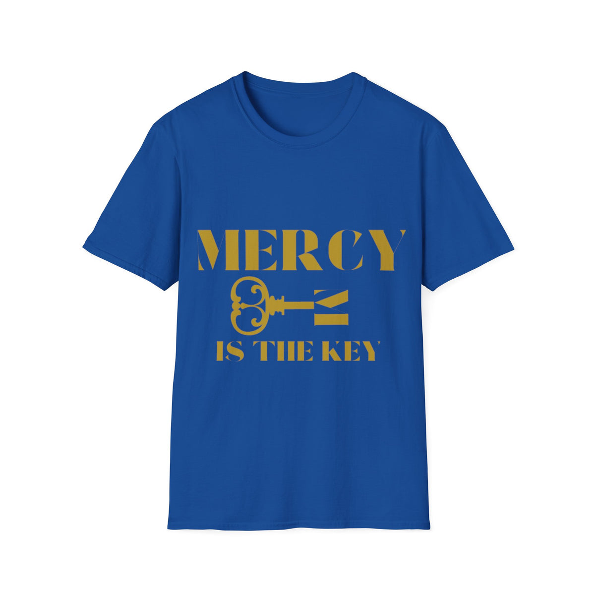 Gold Lettering Mercy Is The Key Unisex Softstyle T-Shirt
