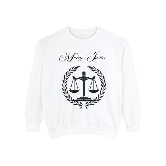 All Black Mercy/Justice Unisex Garment - Dyed Sweatshirt - criminaljusticereformationalliancestore.com