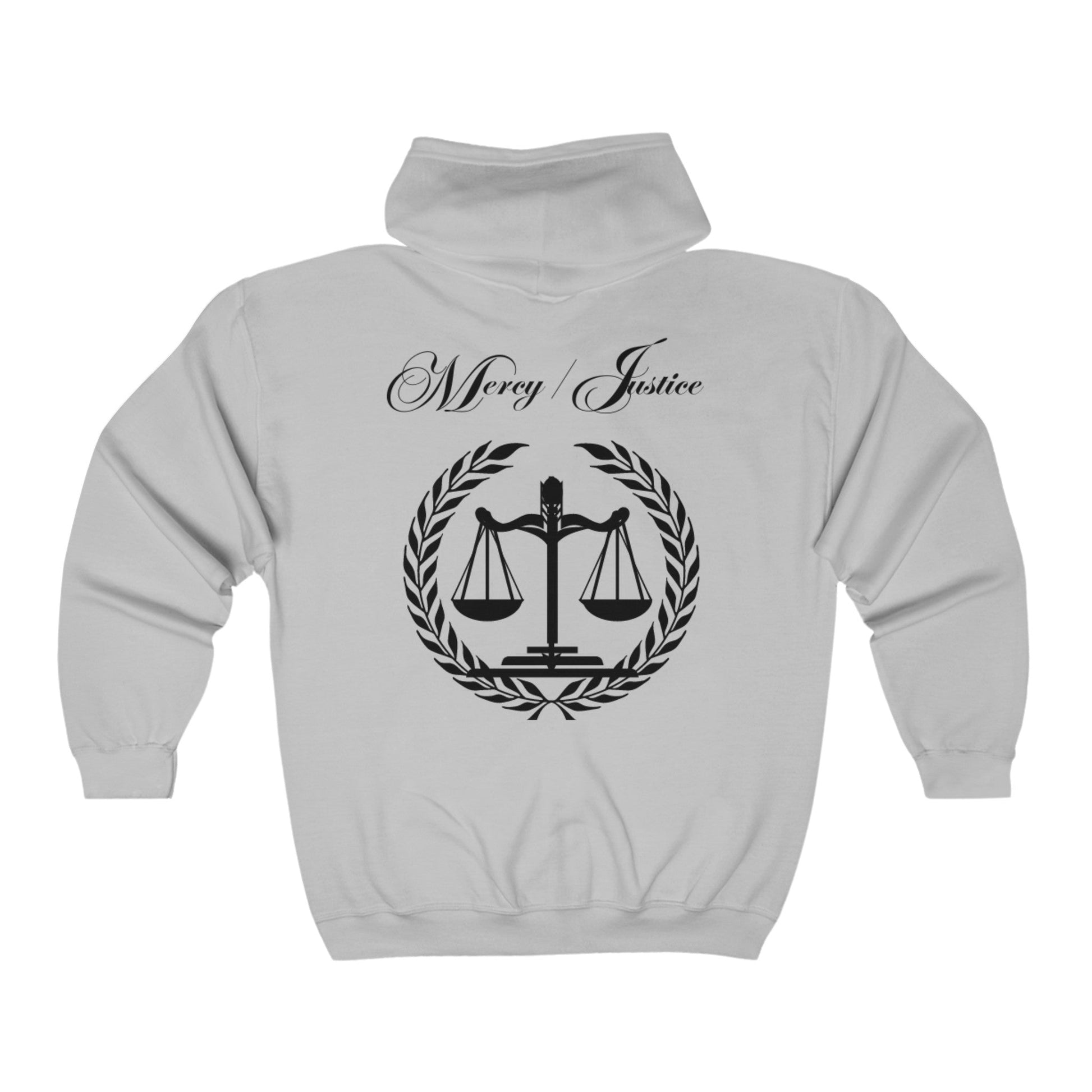 All Black Mercy/Justice Unisex Heavy Blend™ Full Zip Hooded Sweatshirt - criminaljusticereformationalliancestore.com