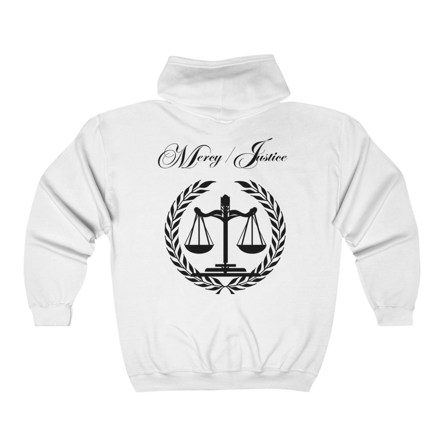All Black Mercy/Justice Unisex Heavy Blend™ Full Zip Hooded Sweatshirt - criminaljusticereformationalliancestore.com