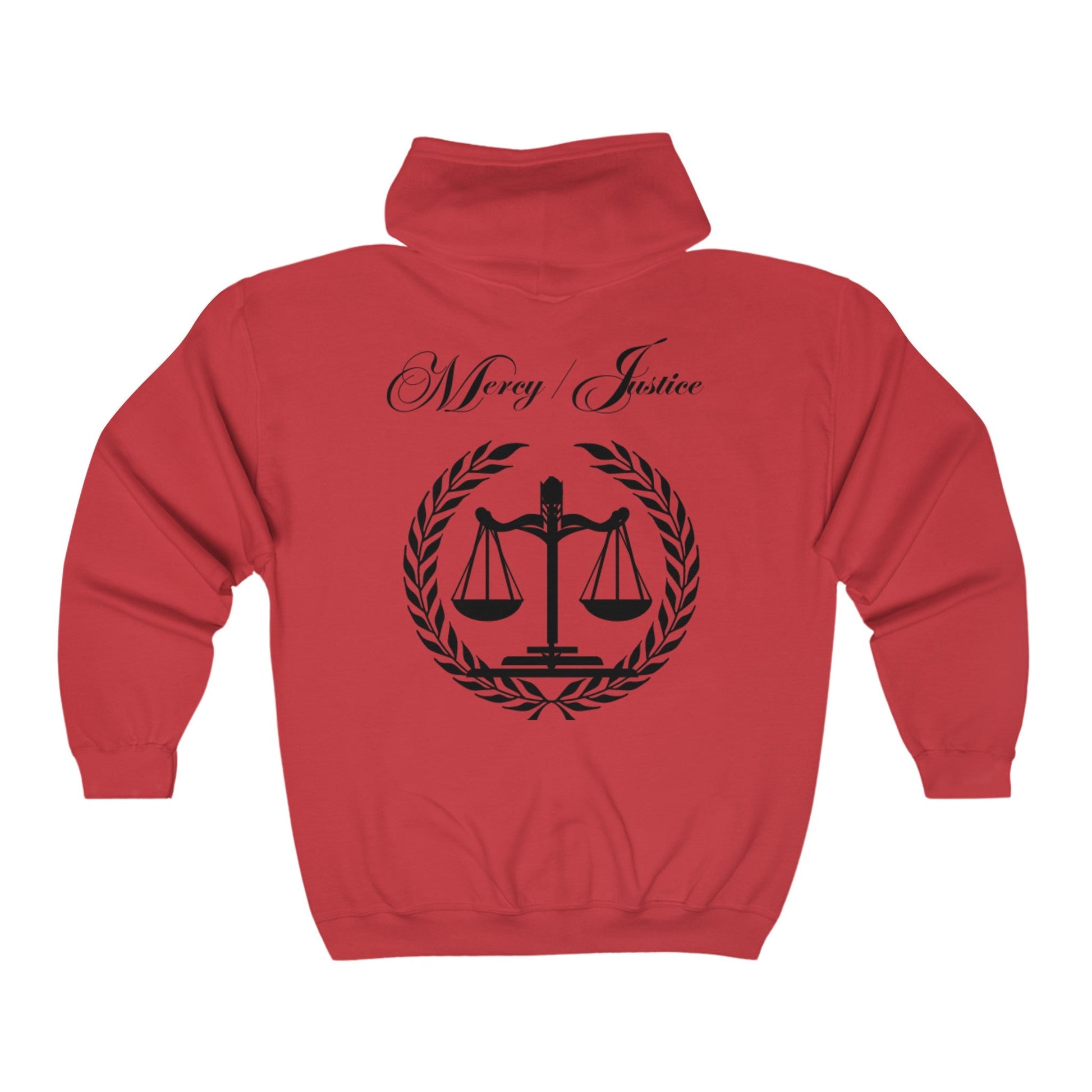 All Black Mercy/Justice Unisex Heavy Blend™ Full Zip Hooded Sweatshirt - criminaljusticereformationalliancestore.com
