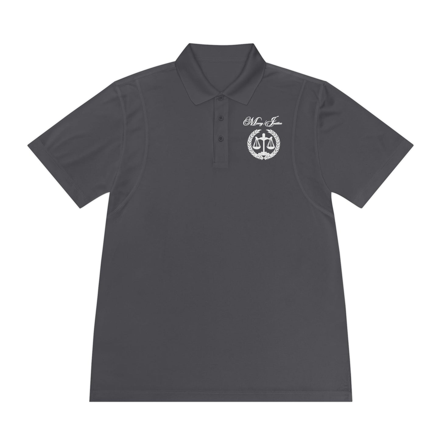 All White Mercy/Justice Men's Sport Polo Shirt - criminaljusticereformationalliancestore.com