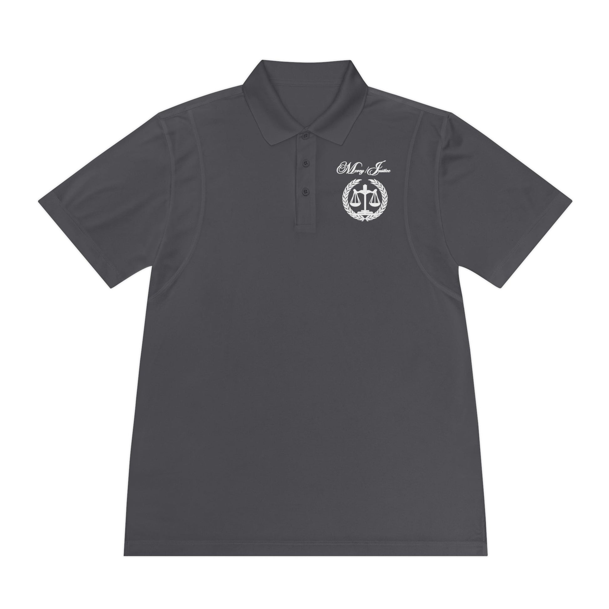 All White Mercy/Justice Men's Sport Polo Shirt - criminaljusticereformationalliancestore.com