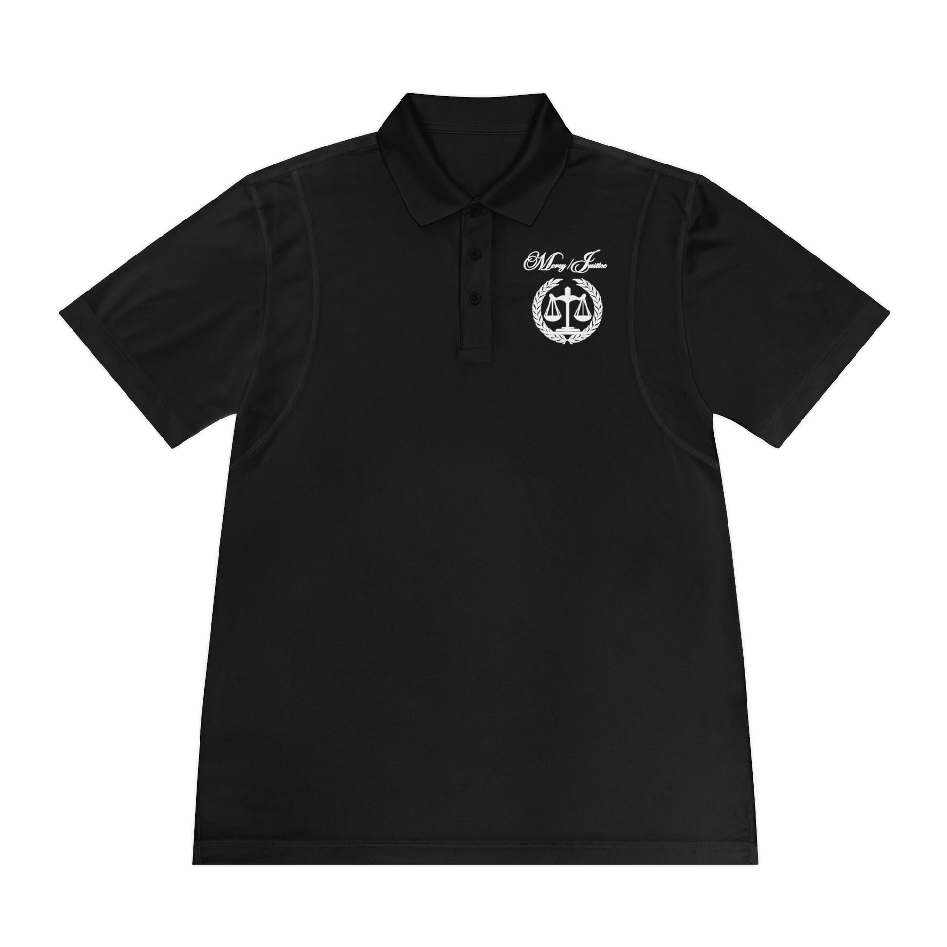 All White Mercy/Justice Men's Sport Polo Shirt - criminaljusticereformationalliancestore.com