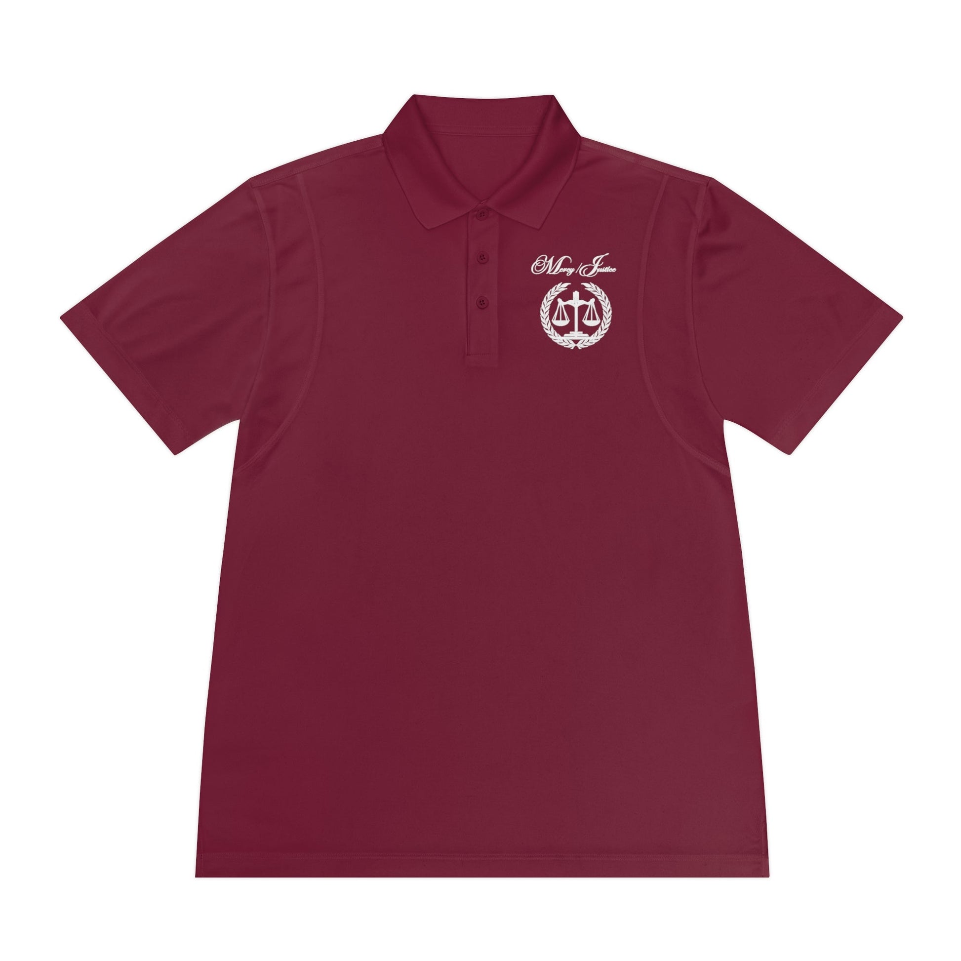 All White Mercy/Justice Men's Sport Polo Shirt - criminaljusticereformationalliancestore.com