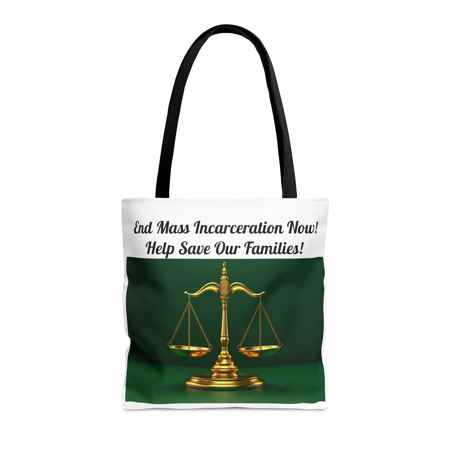 End Mass Incarceration Bring Mom & Dad Home Justice AOP Tote Bag - criminaljusticereformationalliancestore.com