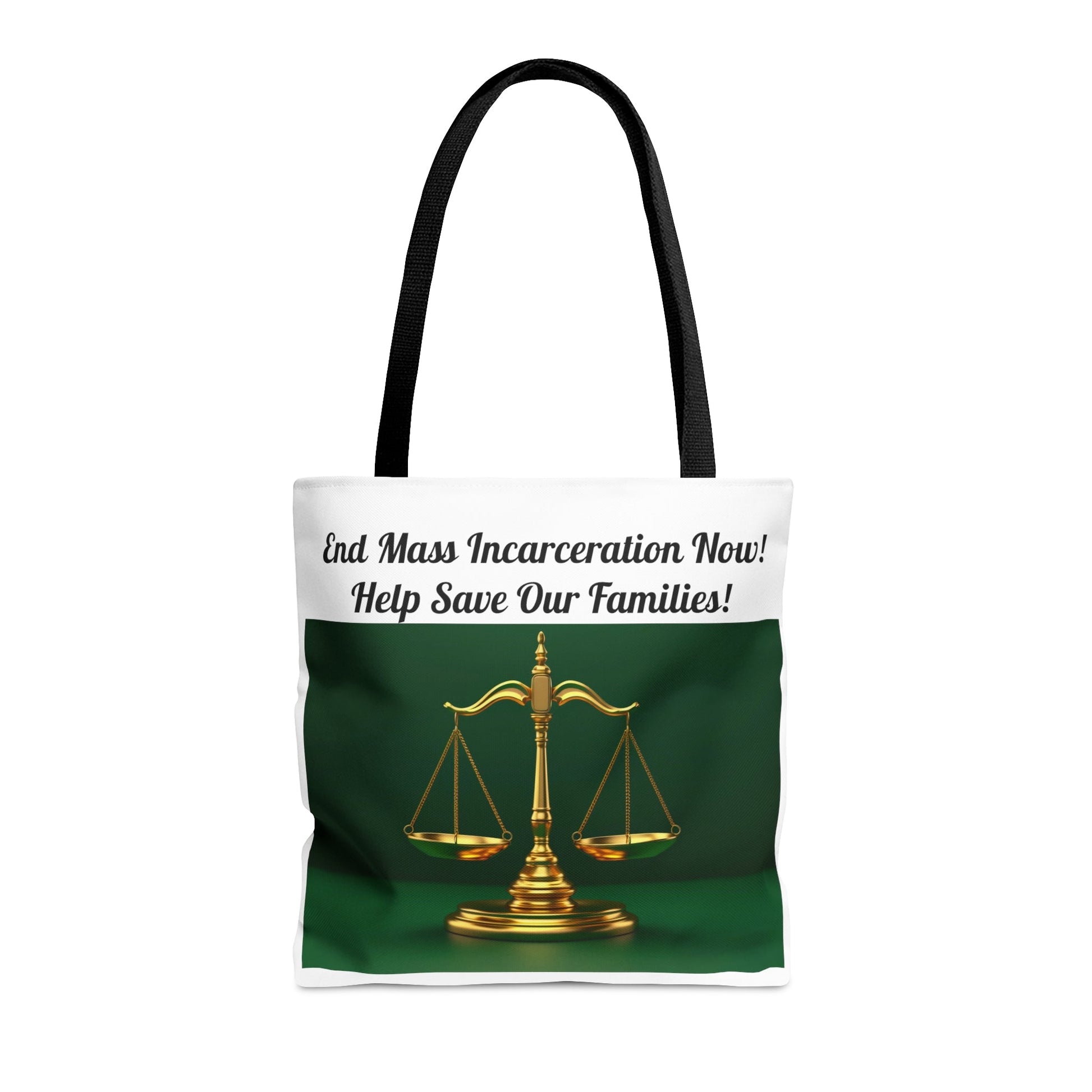 End Mass Incarceration Bring Mom & Dad Home Justice AOP Tote Bag - criminaljusticereformationalliancestore.com
