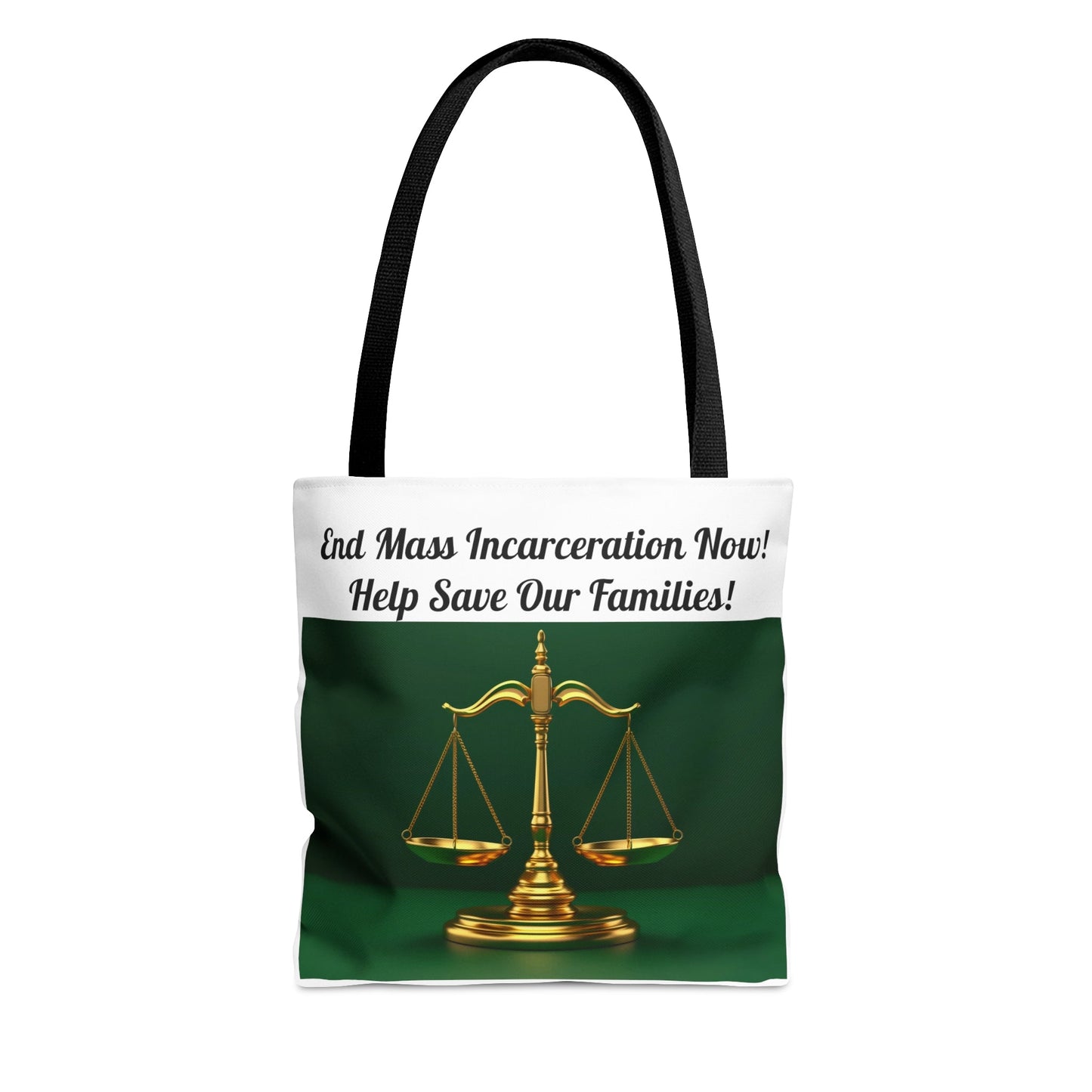 End Mass Incarceration Bring Mom & Dad Home Justice AOP Tote Bag - criminaljusticereformationalliancestore.com