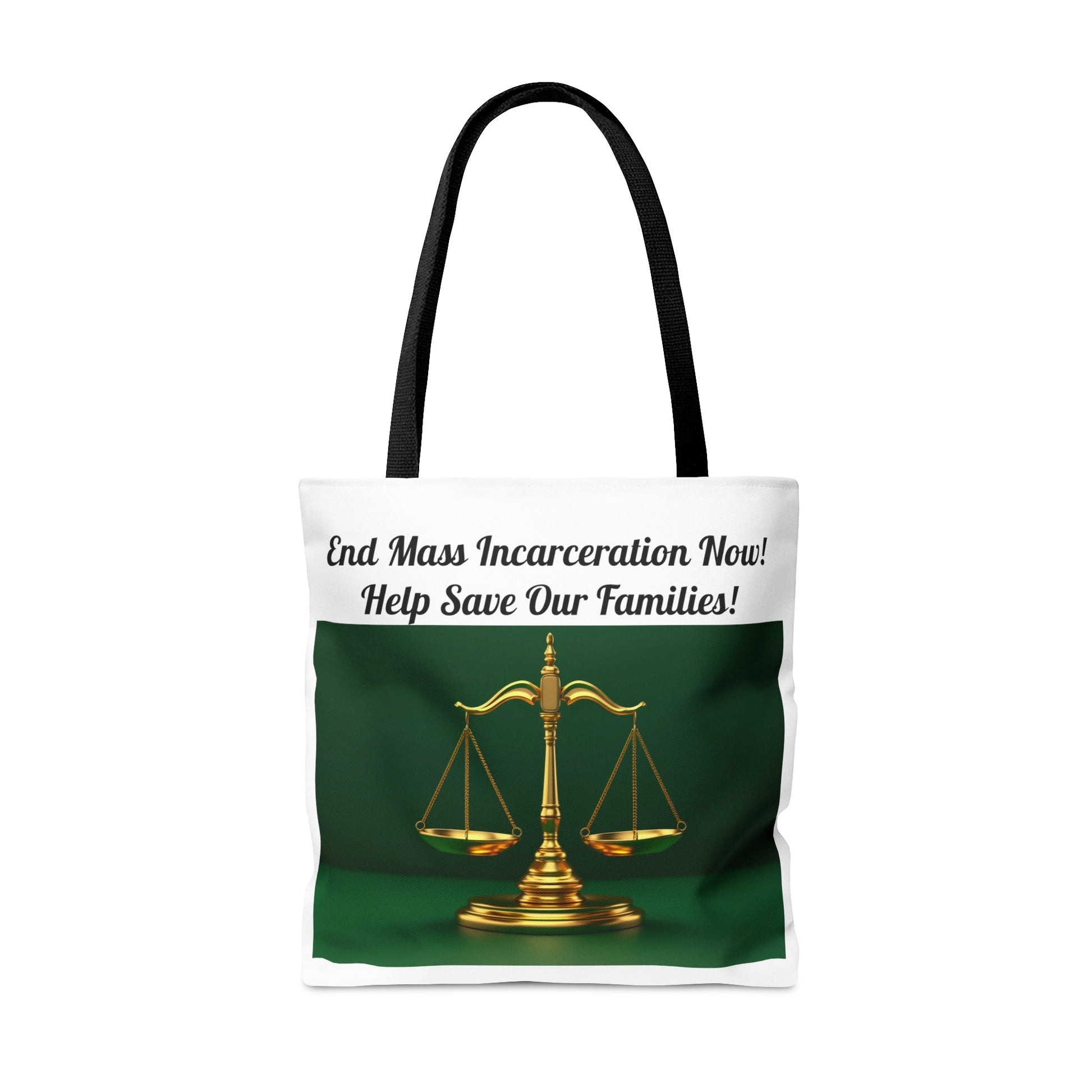End Mass Incarceration Bring Mom & Dad Home Justice AOP Tote Bag - criminaljusticereformationalliancestore.com