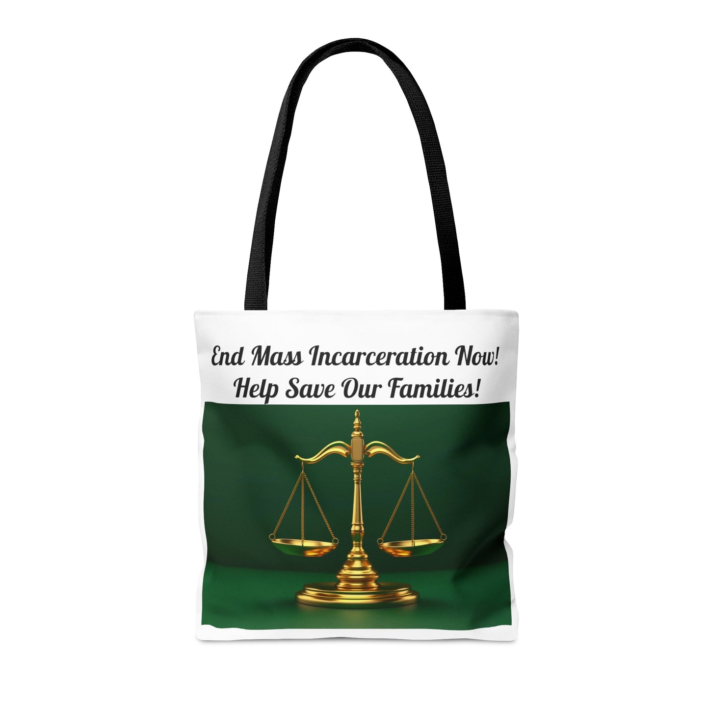 End Mass Incarceration Bring Mom & Dad Home Justice AOP Tote Bag - criminaljusticereformationalliancestore.com