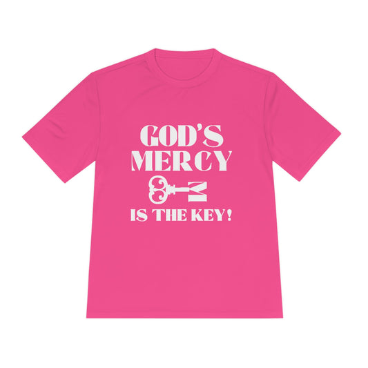 GOD'S MERCY White Lettering Unisex Moisture Wicking Tee - criminaljusticereformationalliancestore.com