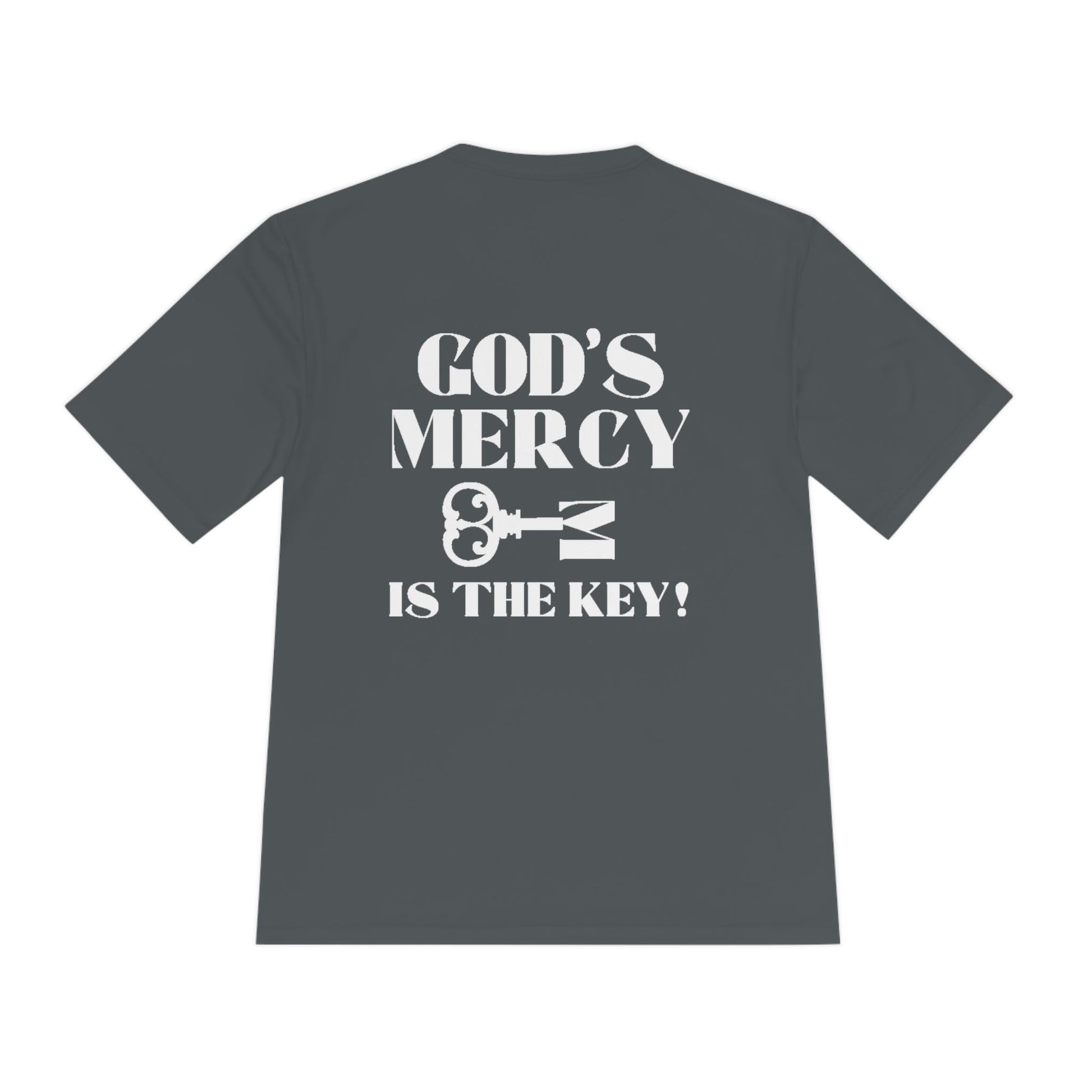 GOD'S MERCY White Lettering Unisex Moisture Wicking Tee - criminaljusticereformationalliancestore.com