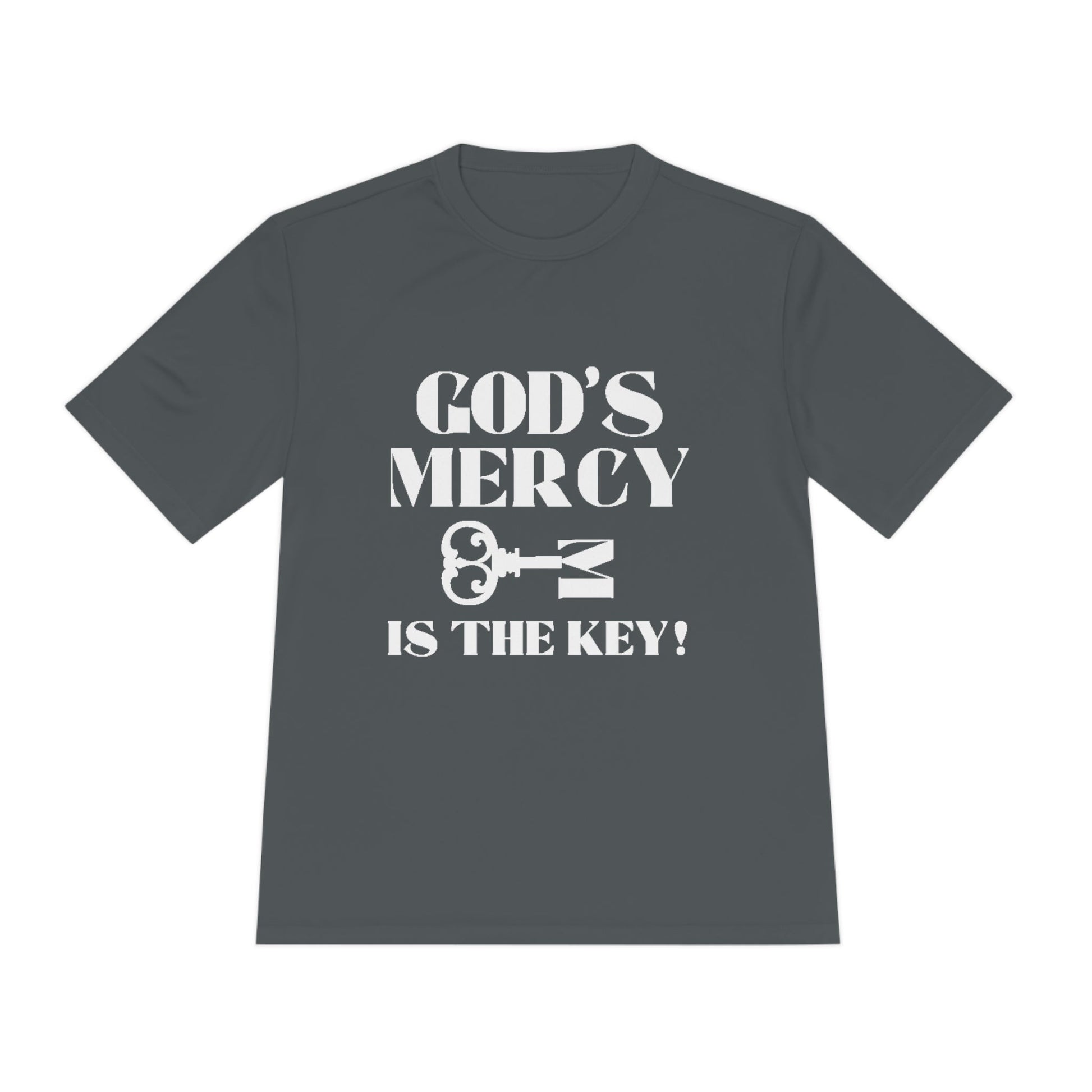 GOD'S MERCY White Lettering Unisex Moisture Wicking Tee - criminaljusticereformationalliancestore.com