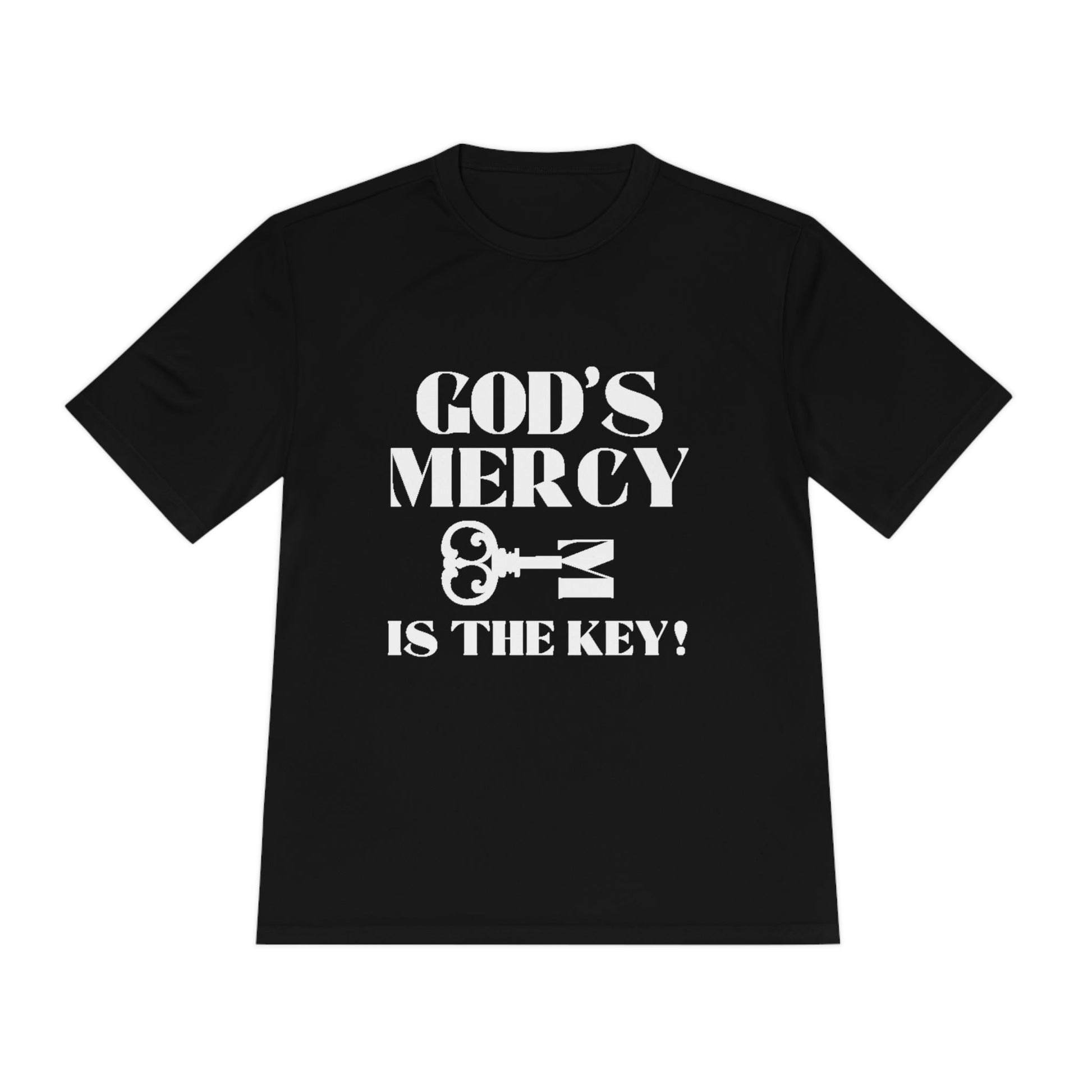 GOD'S MERCY White Lettering Unisex Moisture Wicking Tee - criminaljusticereformationalliancestore.com