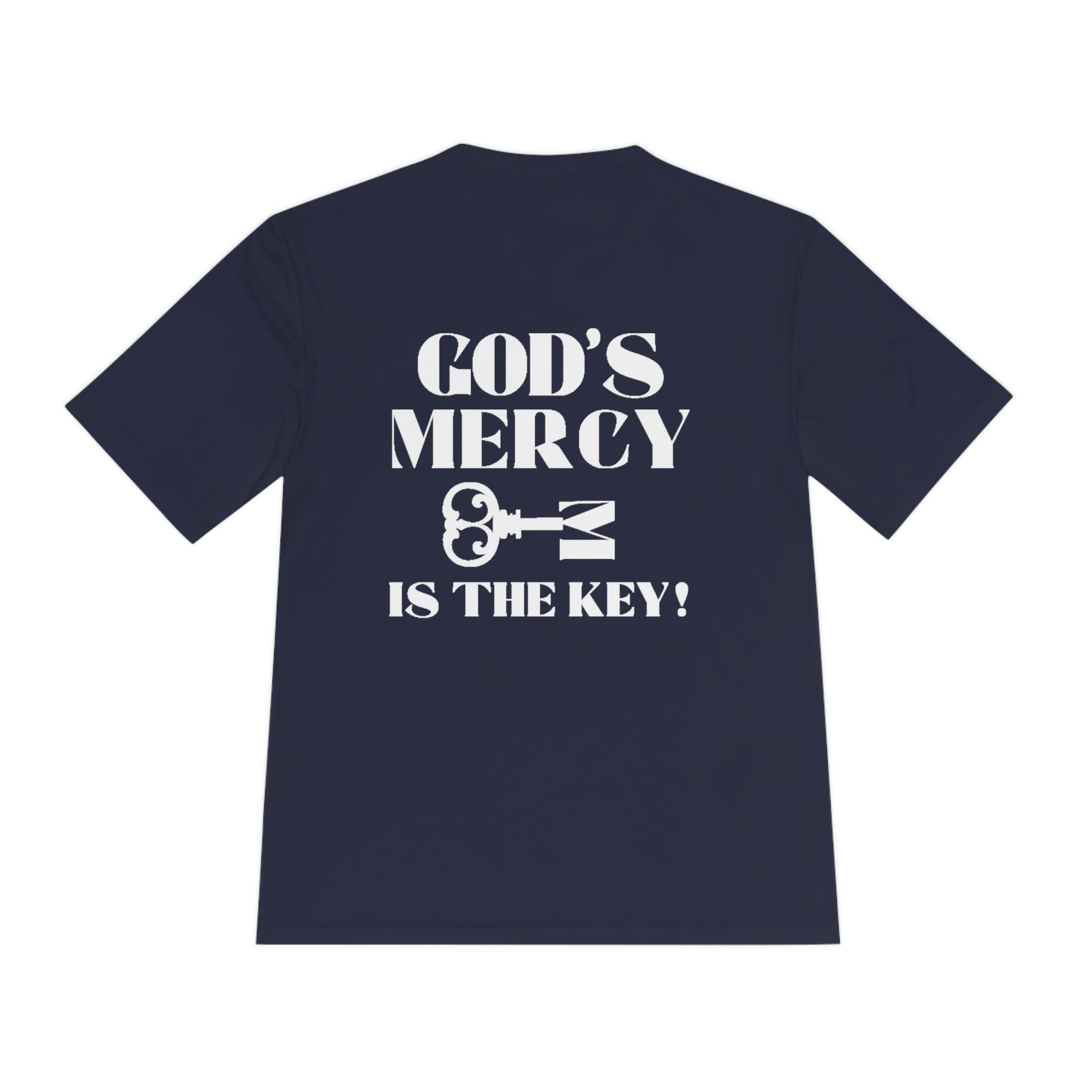 GOD'S MERCY White Lettering Unisex Moisture Wicking Tee - criminaljusticereformationalliancestore.com