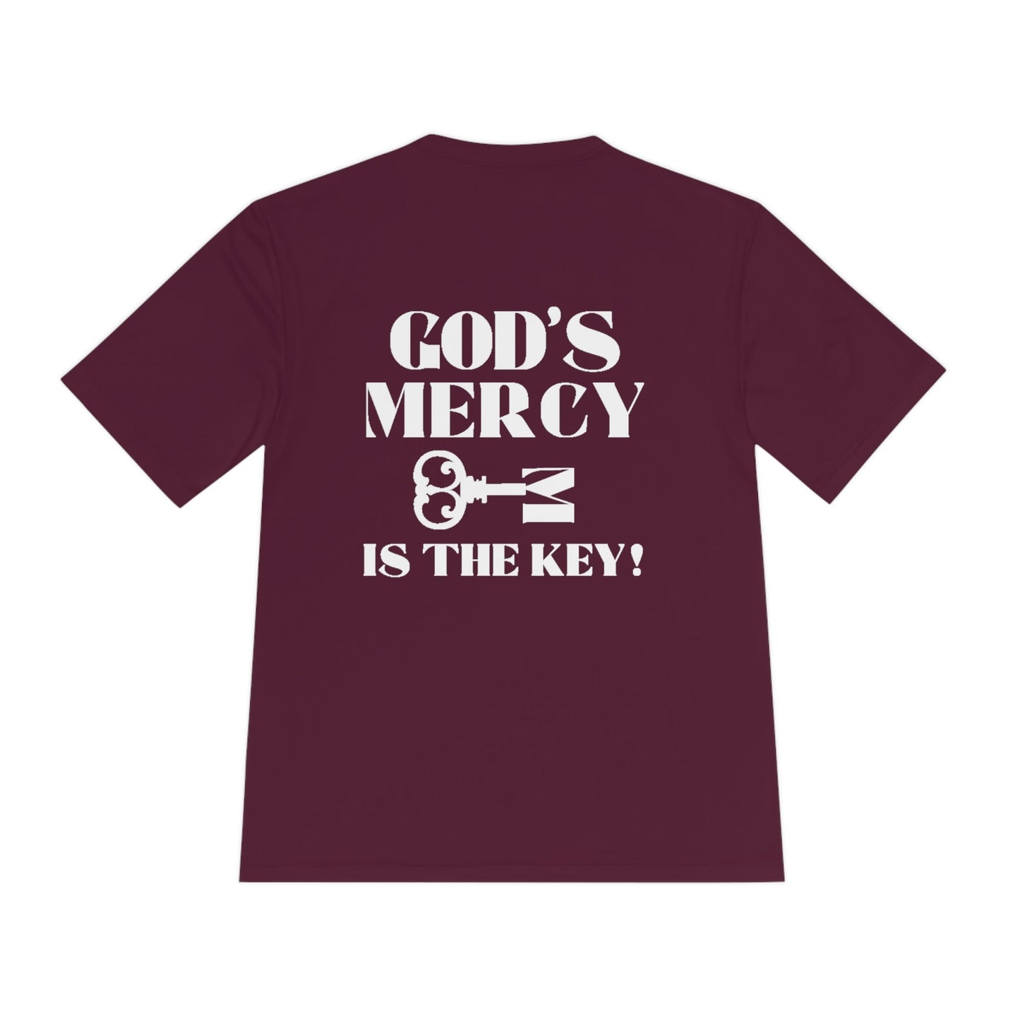 GOD'S MERCY White Lettering Unisex Moisture Wicking Tee - criminaljusticereformationalliancestore.com
