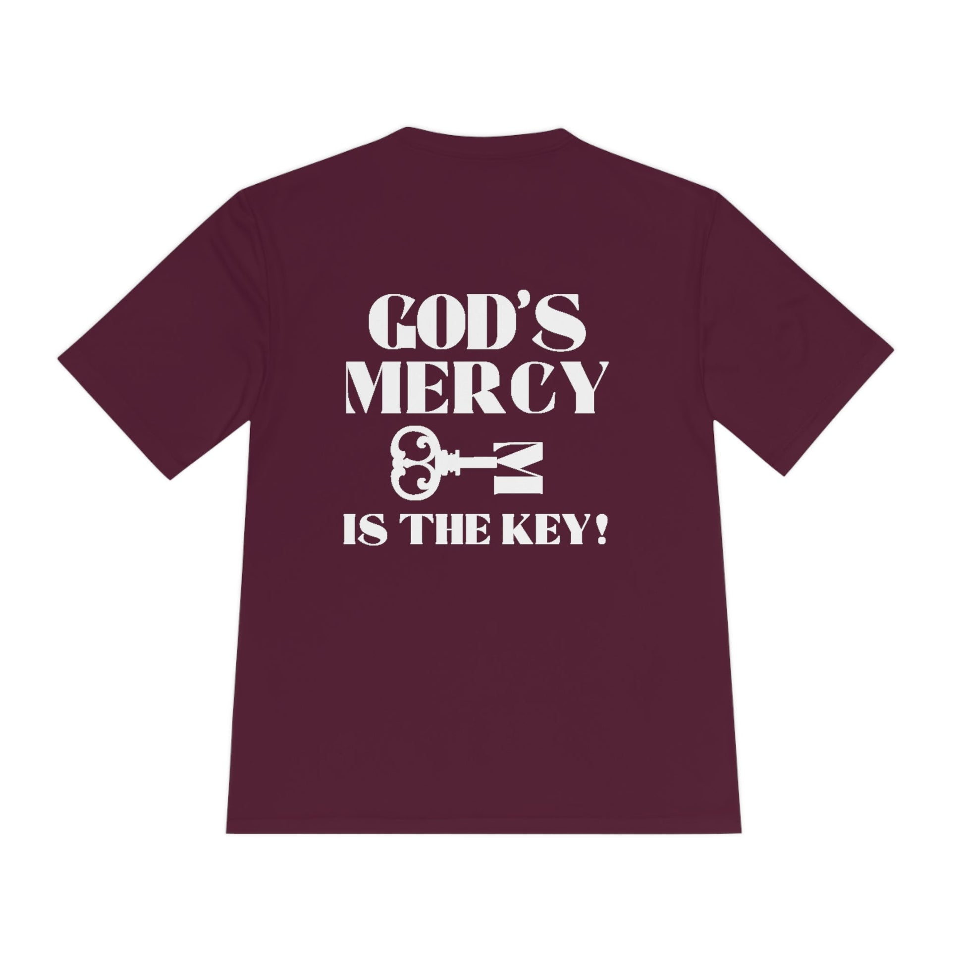GOD'S MERCY White Lettering Unisex Moisture Wicking Tee - criminaljusticereformationalliancestore.com