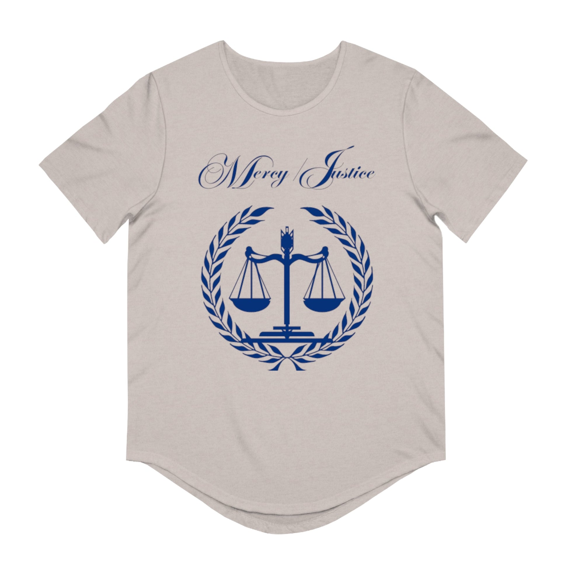 Mercy/Justice Navy Men's Jersey Curved Hem Tee - criminaljusticereformationalliancestore.com
