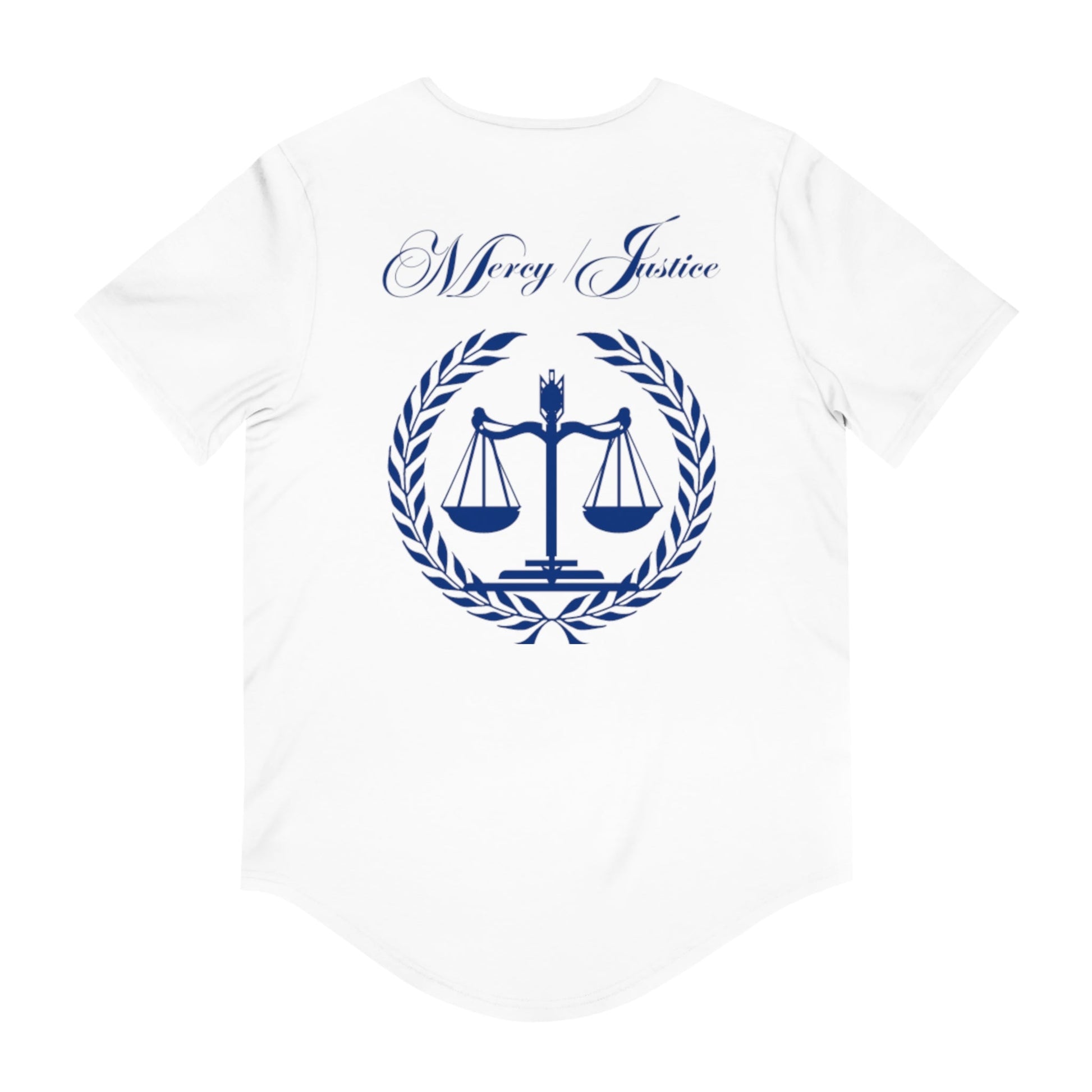 Mercy/Justice Navy Men's Jersey Curved Hem Tee - criminaljusticereformationalliancestore.com
