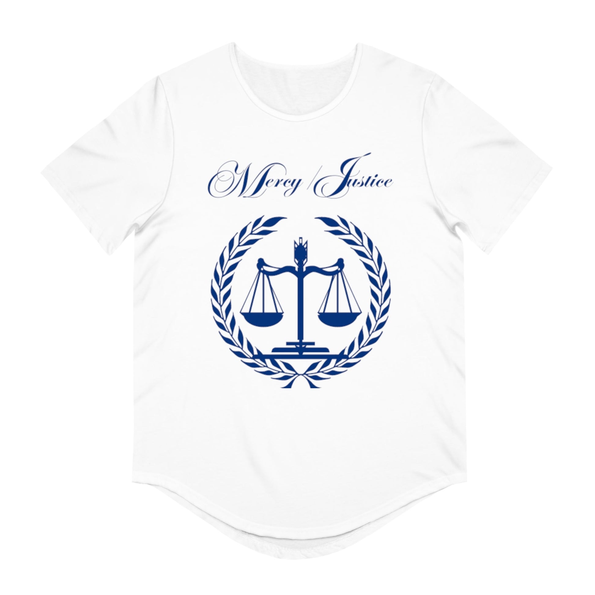 Mercy/Justice Navy Men's Jersey Curved Hem Tee - criminaljusticereformationalliancestore.com