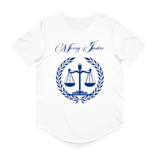 Mercy/Justice Navy Men's Jersey Curved Hem Tee - criminaljusticereformationalliancestore.com