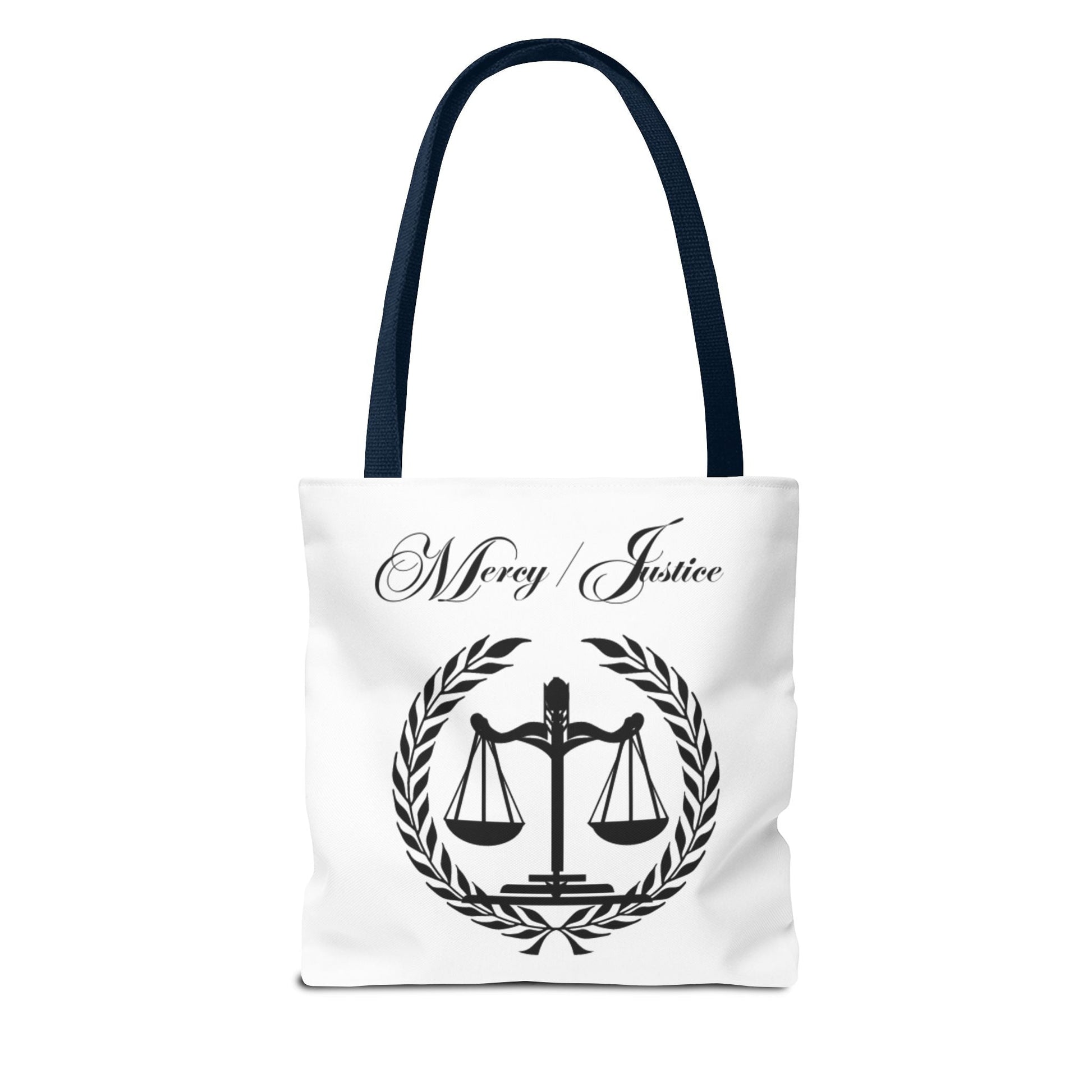 Mercy/Justice Tote Bag (AOP) - criminaljusticereformationalliancestore.com
